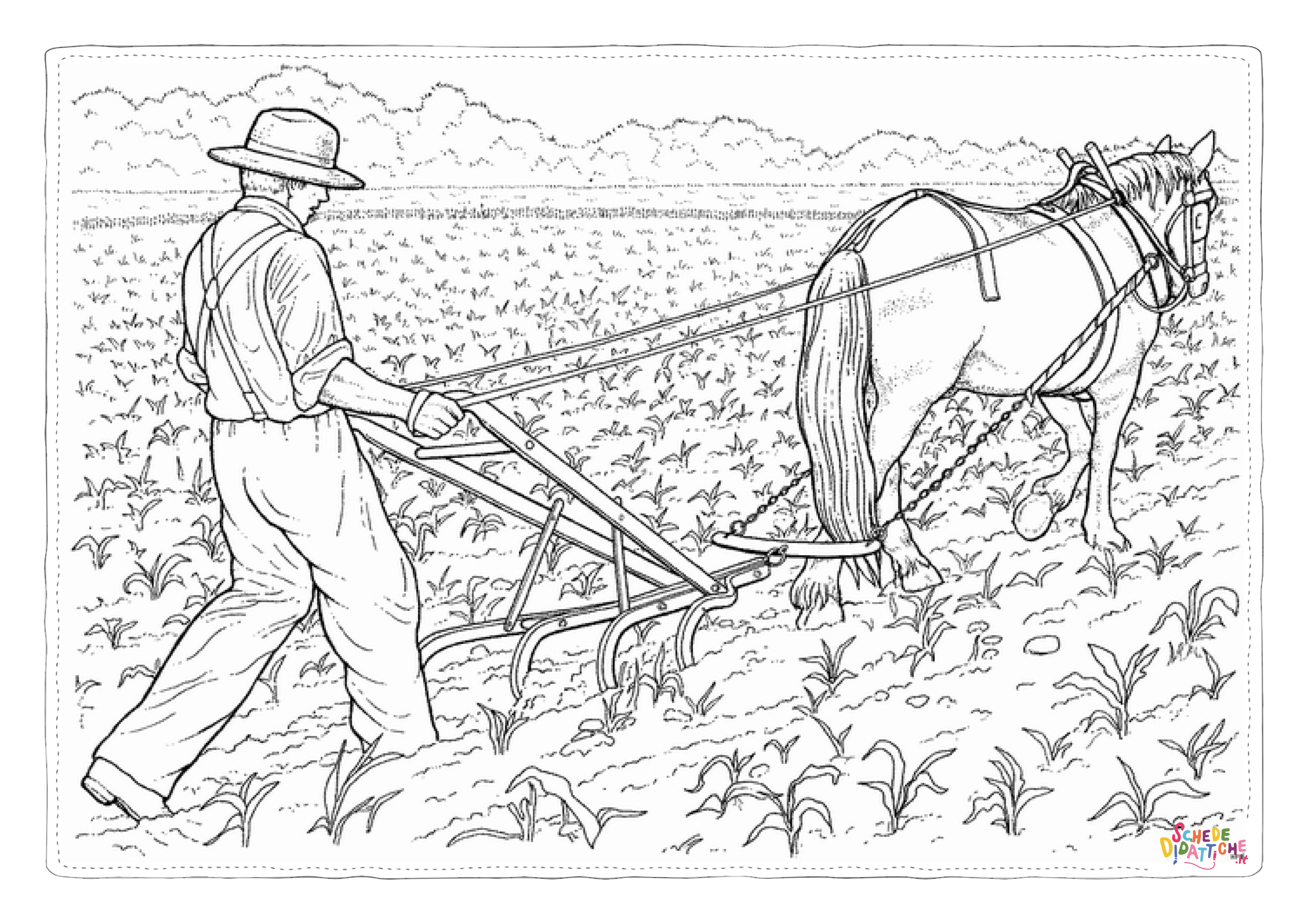 Disegno "Disegno di agricoltore da stampare e colorare 13" Disegno di agricoltore da stampare e colorare 13