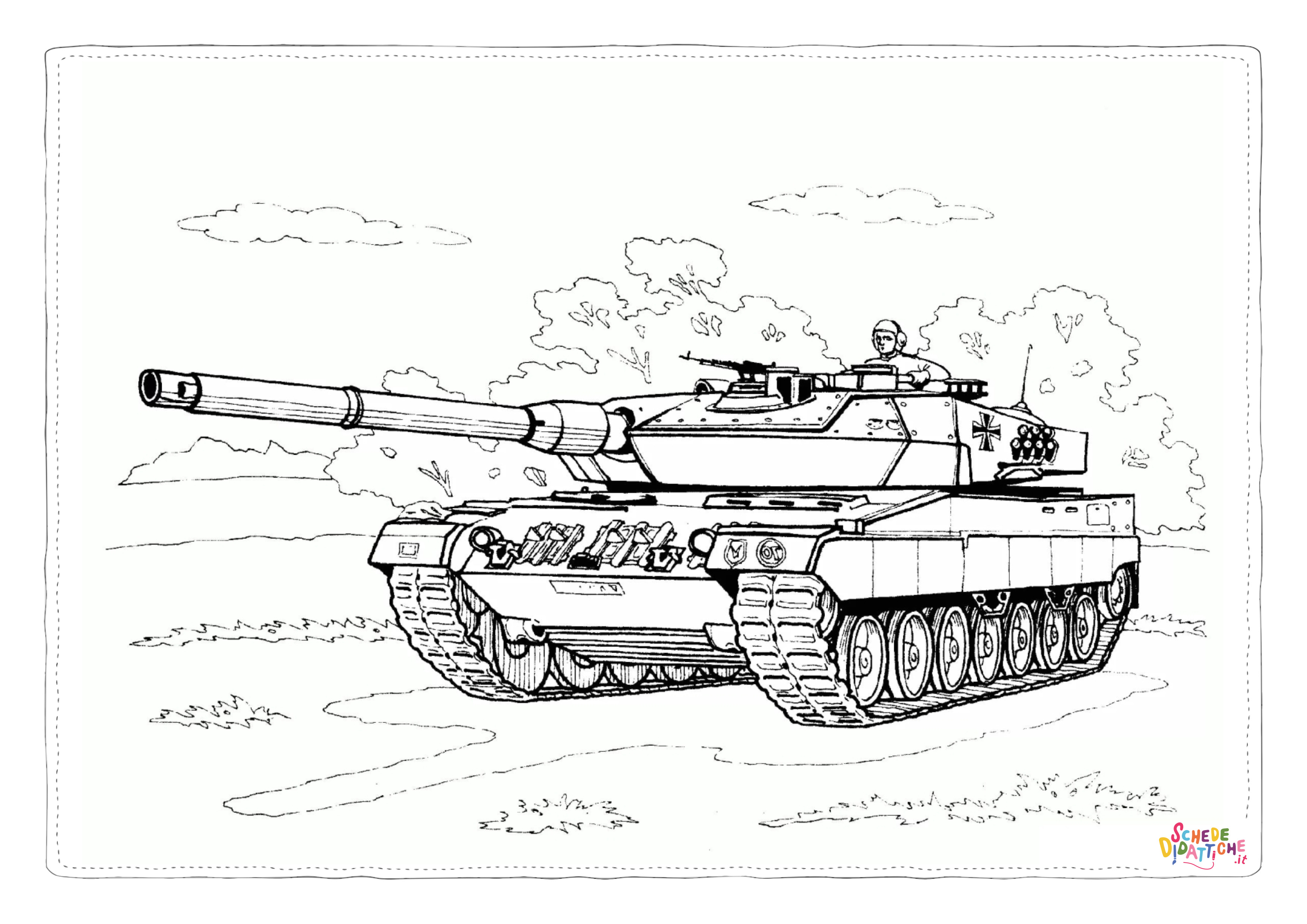 Disegno di carro armato da stampare e colorare 18