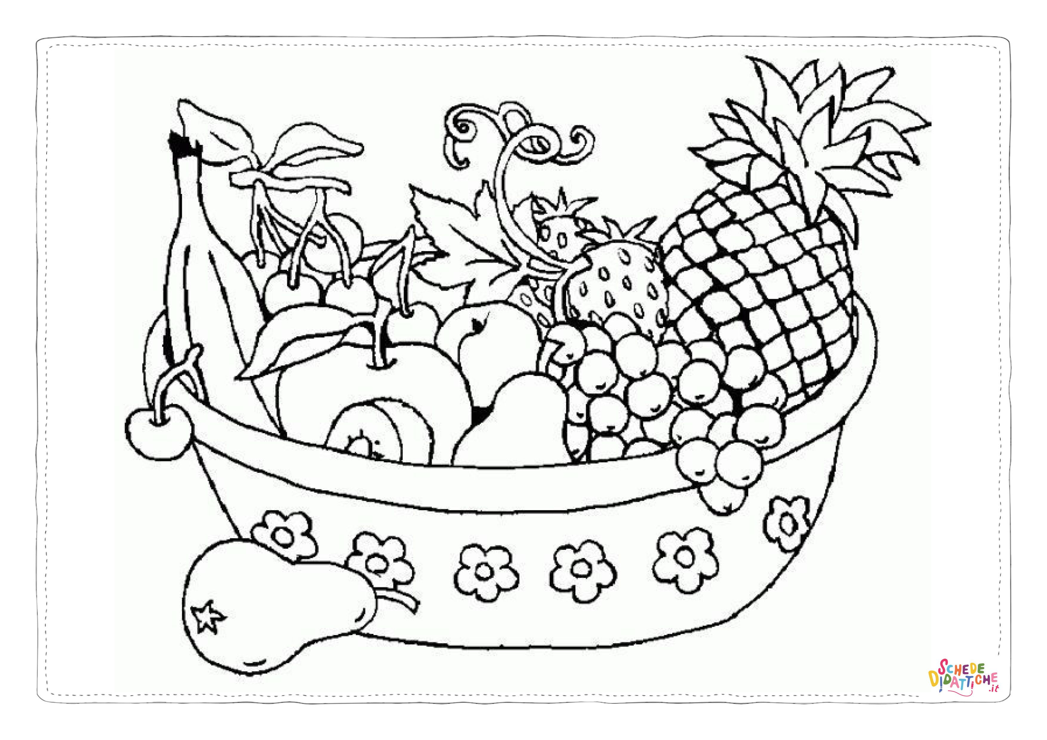 Disegno di cesto di frutta da stampare e colorare 53