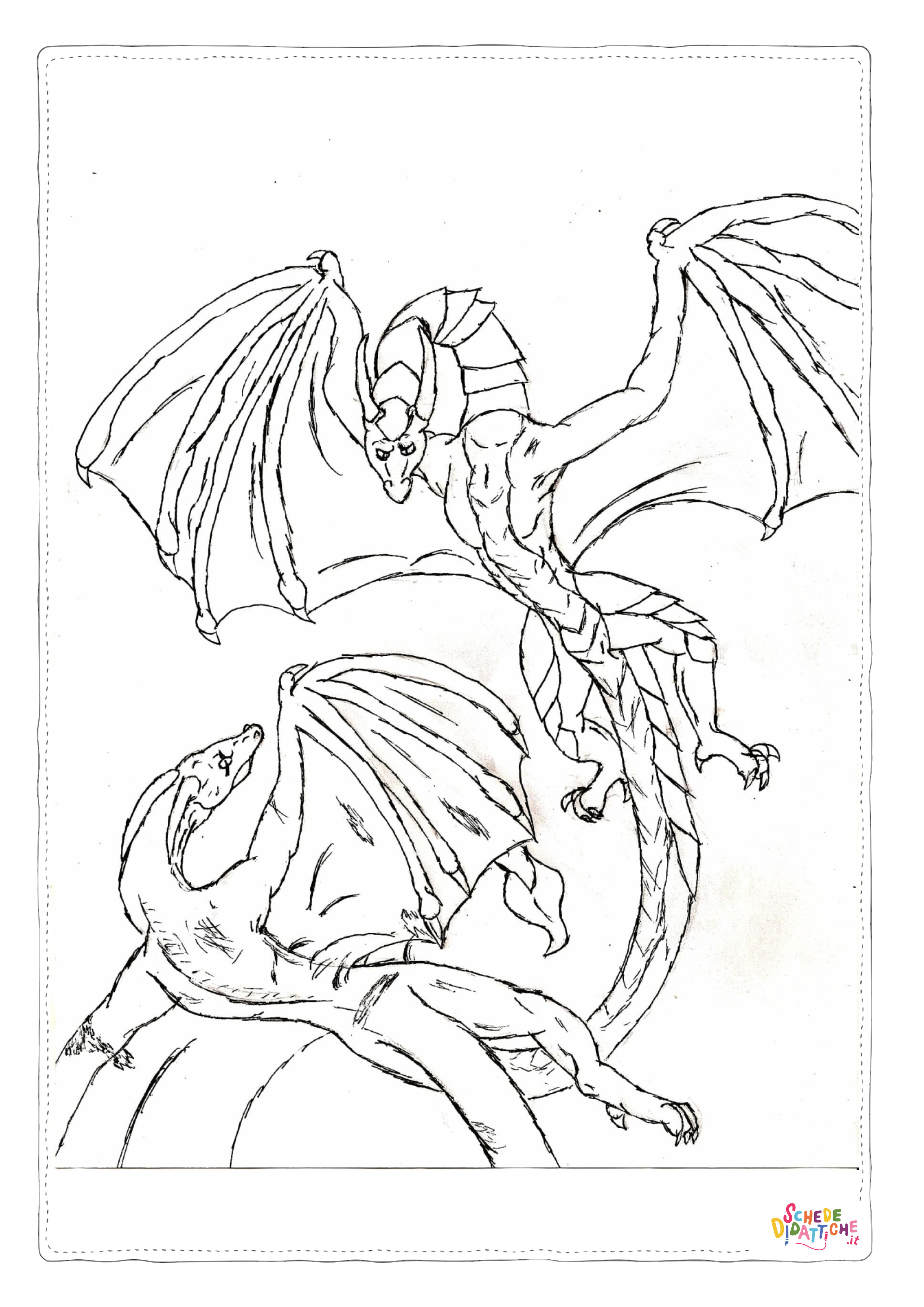 Disegno "Disegno di dragone da stampare e colorare 208" Disegno di dragone da stampare e colorare 208