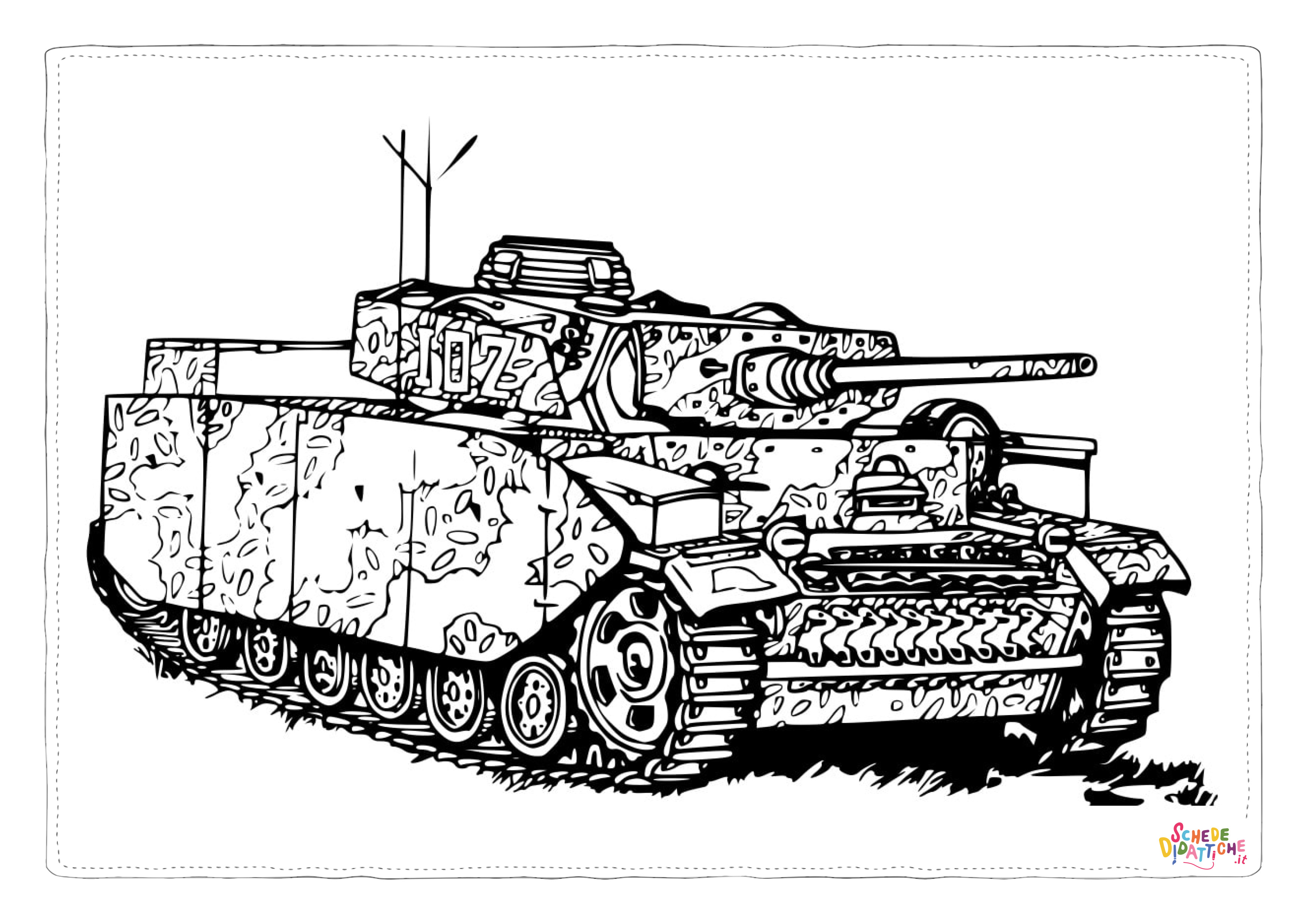 Disegno "Disegno di carro armato da stampare e colorare 12" Disegno di carro armato da stampare e colorare 12
