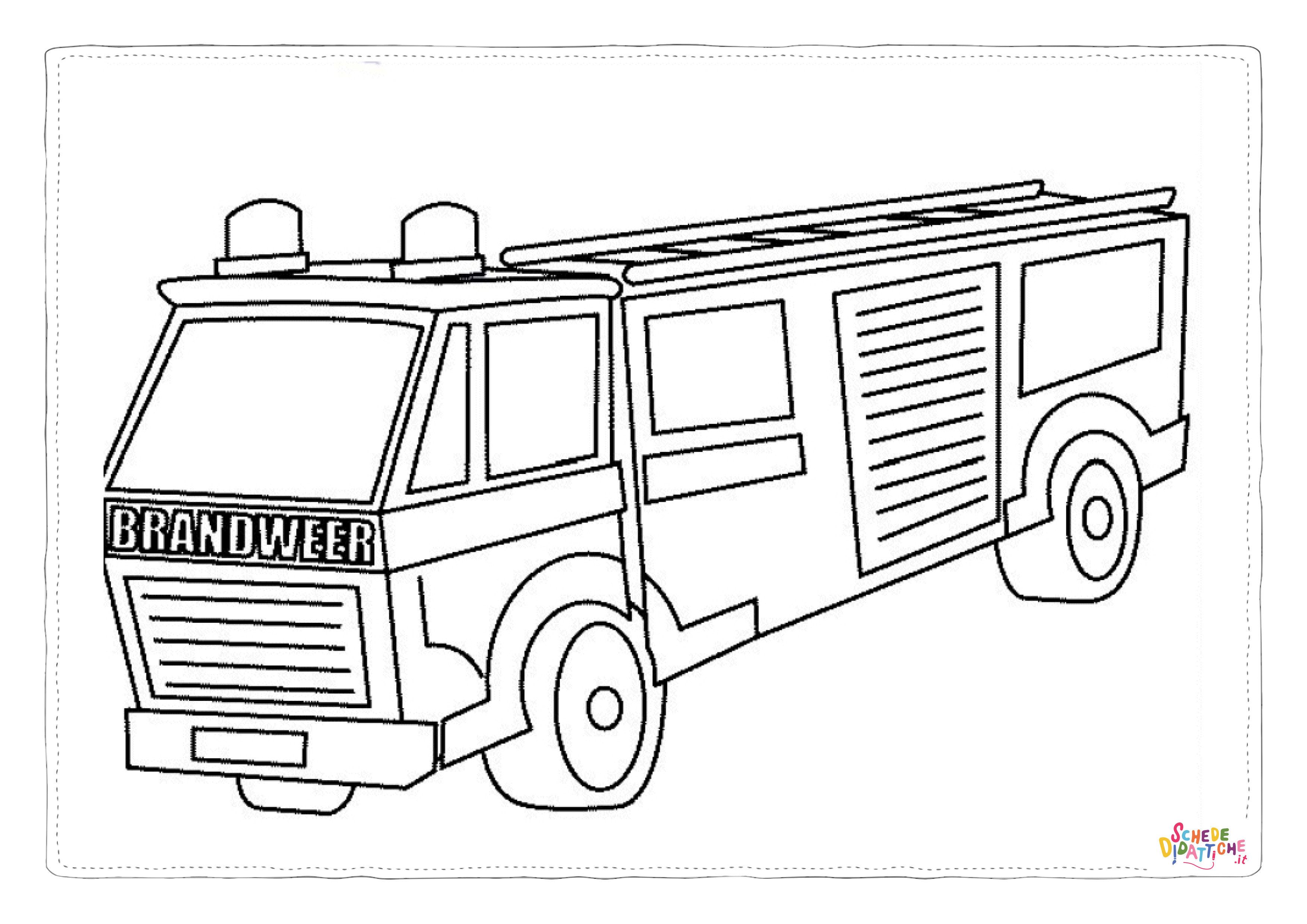 Disegno di camion dei pompieri da stampare e colorare 1
