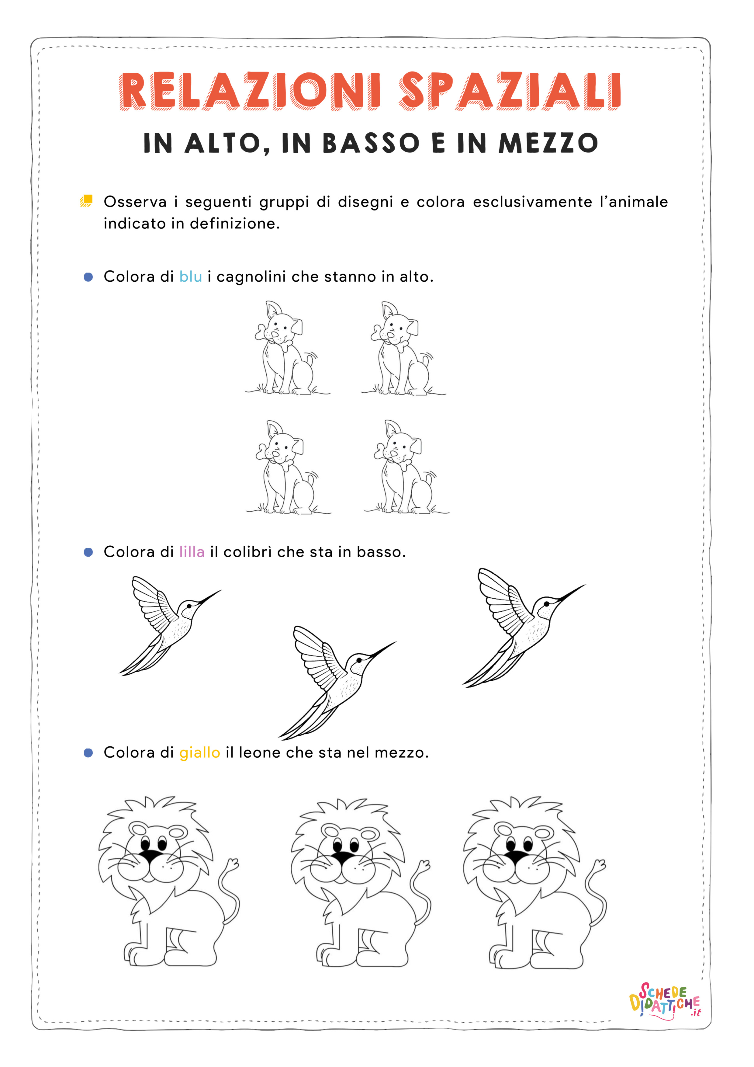 Disegno "Colora ciò che sta... 3" Colora ciò che sta... 3