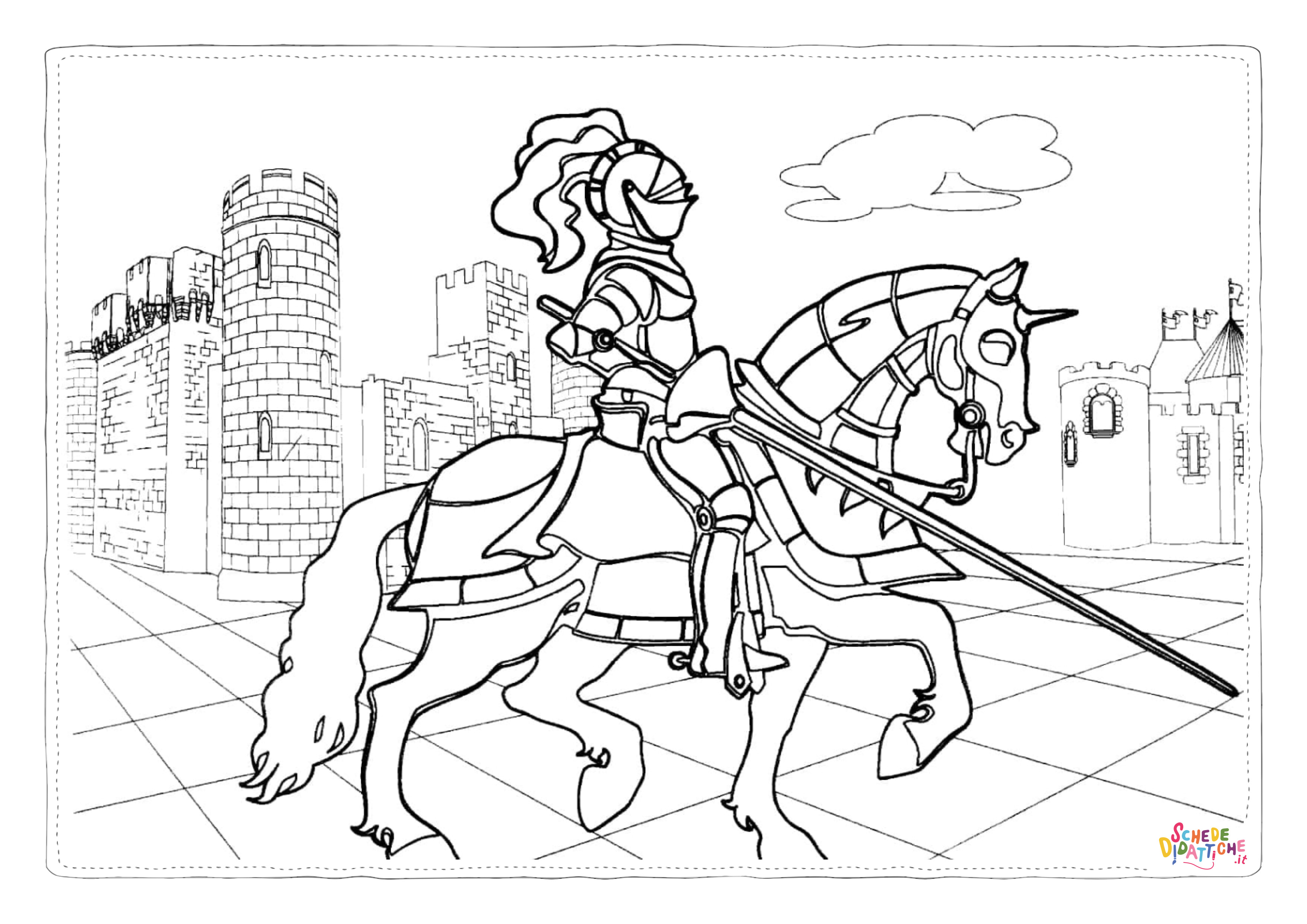 Disegno "Disegno di cavaliere da stampare e colorare 4" Disegno di cavaliere da stampare e colorare 4