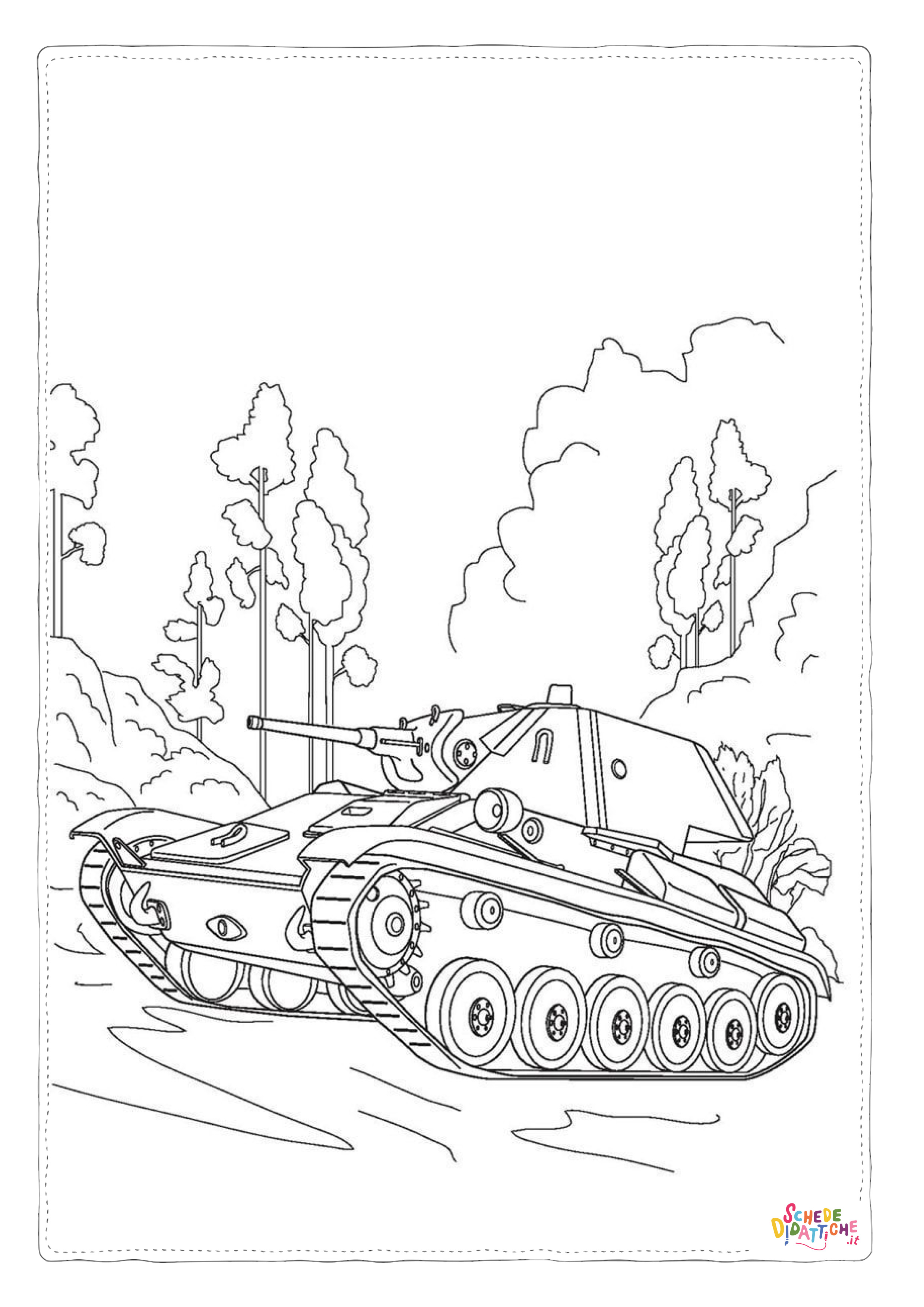 Disegno di carro armato da stampare e colorare 43