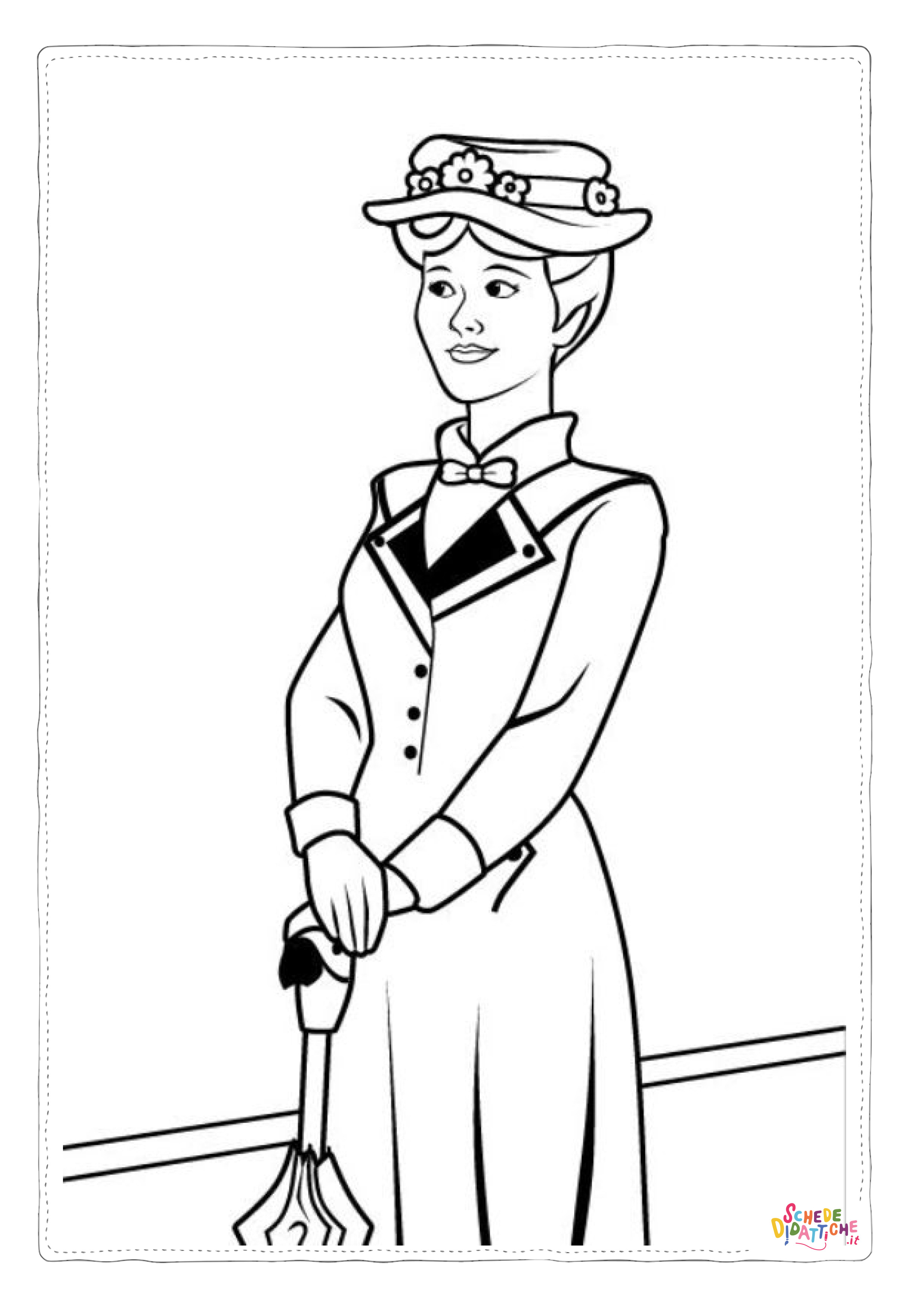 Disegno "Disegno di Mary Poppins da stampare e colorare 1" Disegno di Mary Poppins da stampare e colorare 1