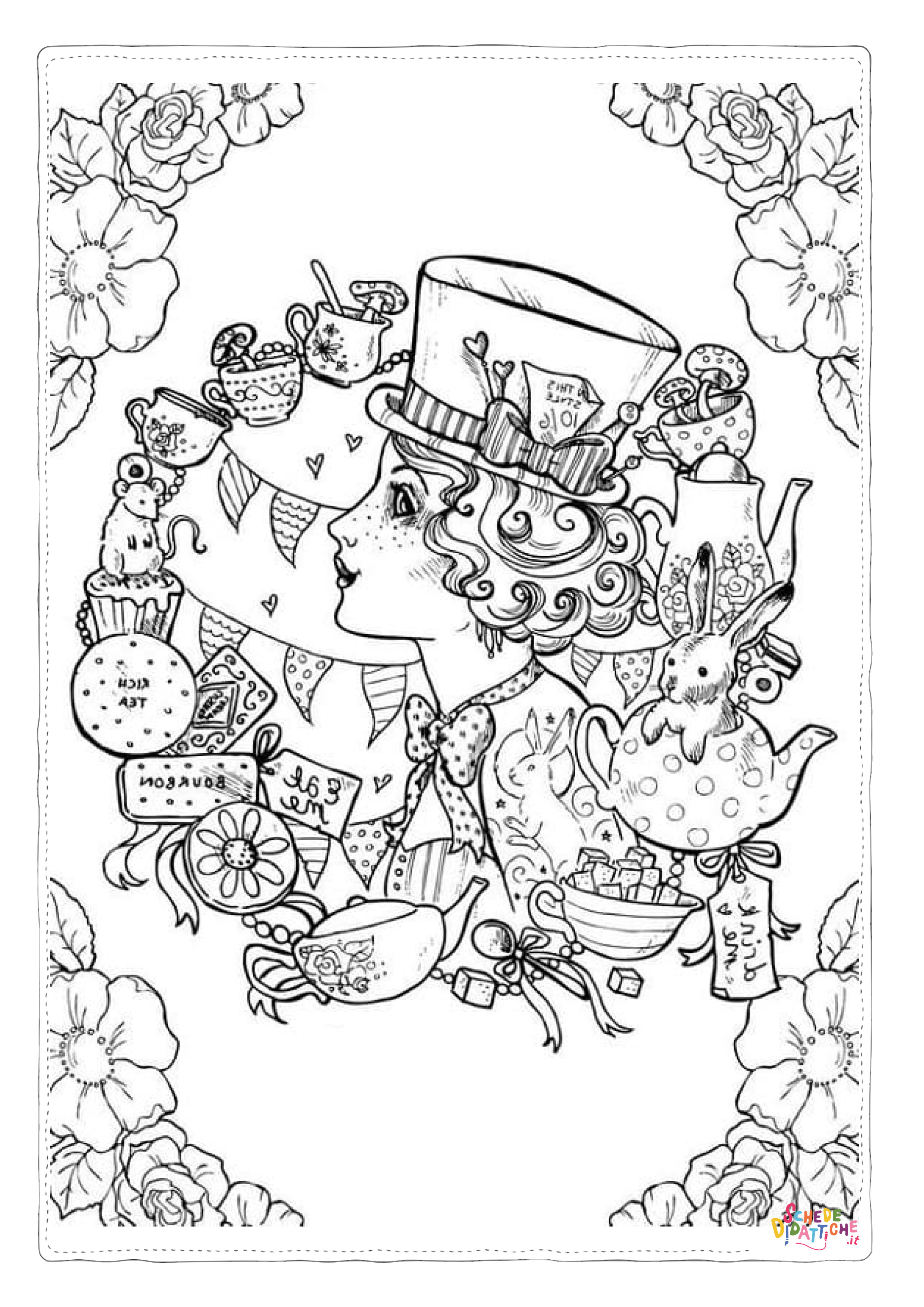 Disegno "Disegno di Alice nel paese delle meraviglie da stampare e colorare 89" Disegno di Alice nel paese delle meraviglie da stampare e colorare 89