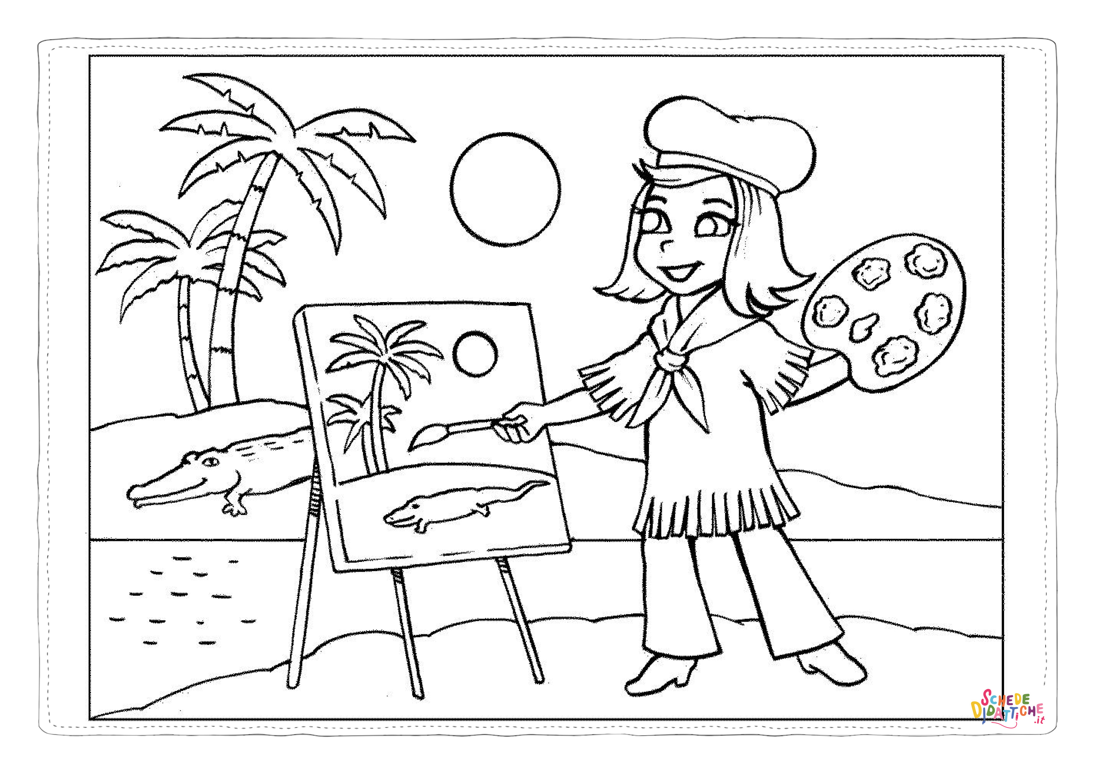 Disegno "Disegno di artista da stampare e colorare 2" Disegno di artista da stampare e colorare 2