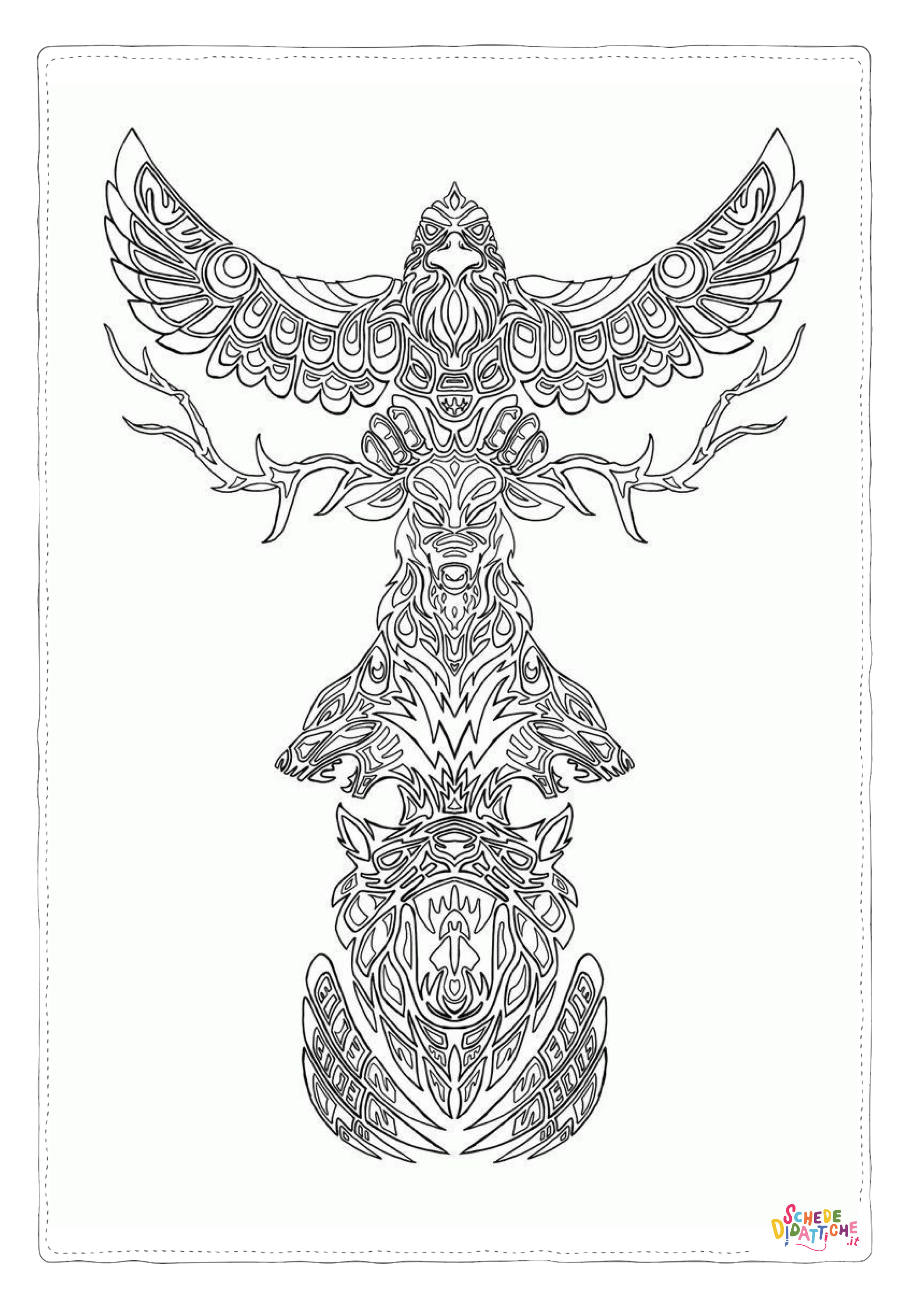 Disegno "Disegno di totem indiano da stampare e colorare 11" Disegno di totem indiano da stampare e colorare 11
