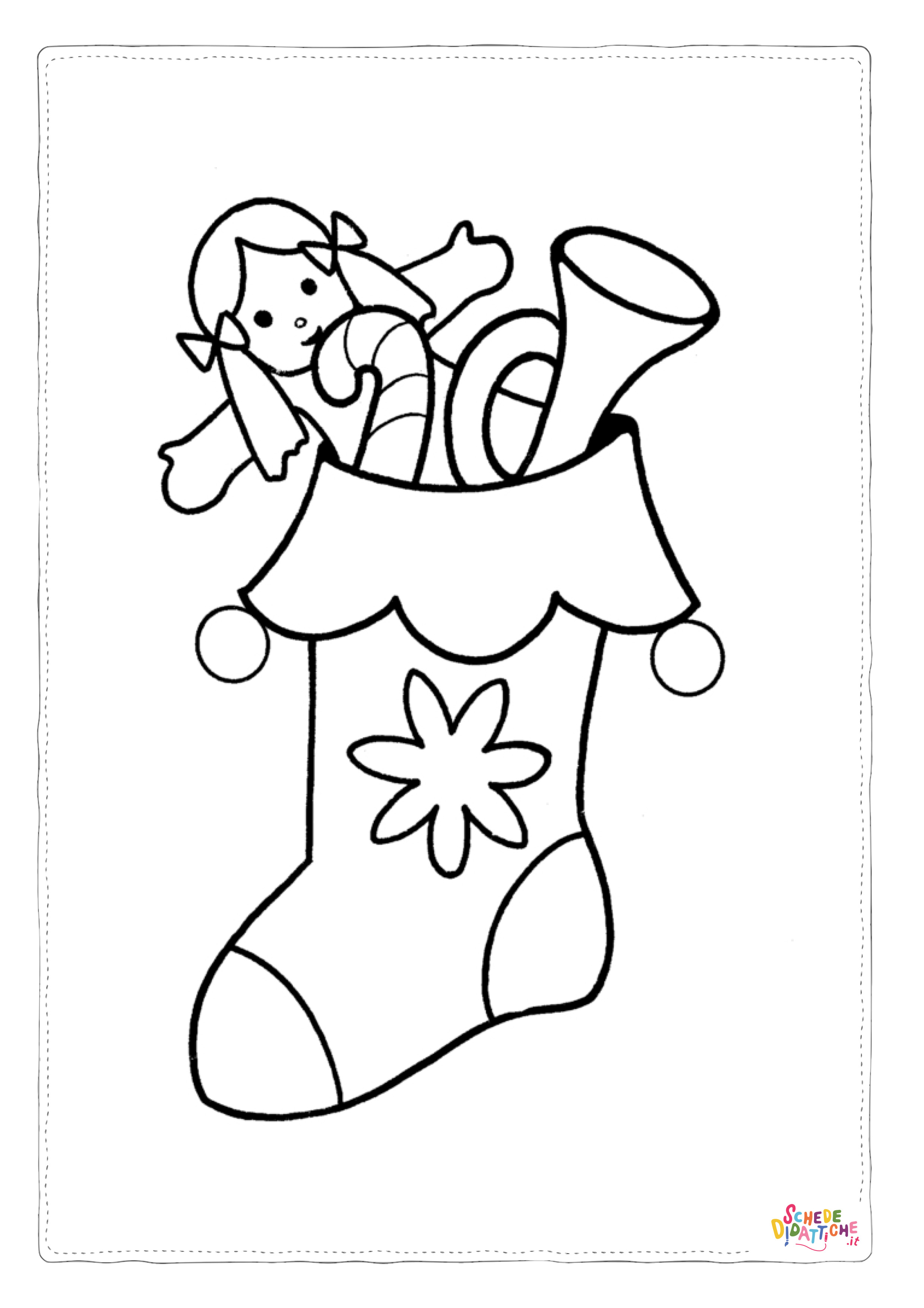 Disegno di calza di Natale da stampare e colorare 5