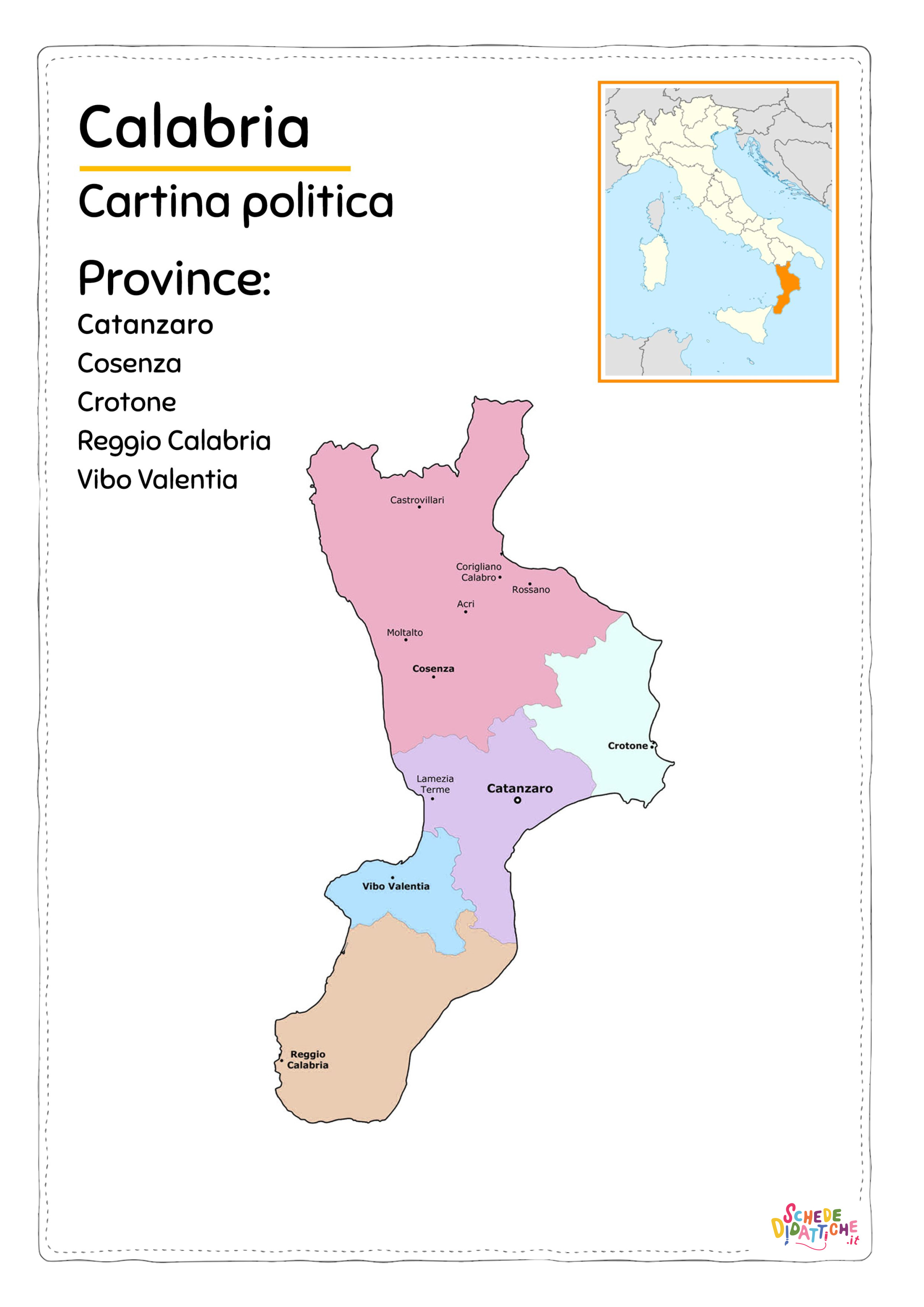 Cartina geografica Calabria