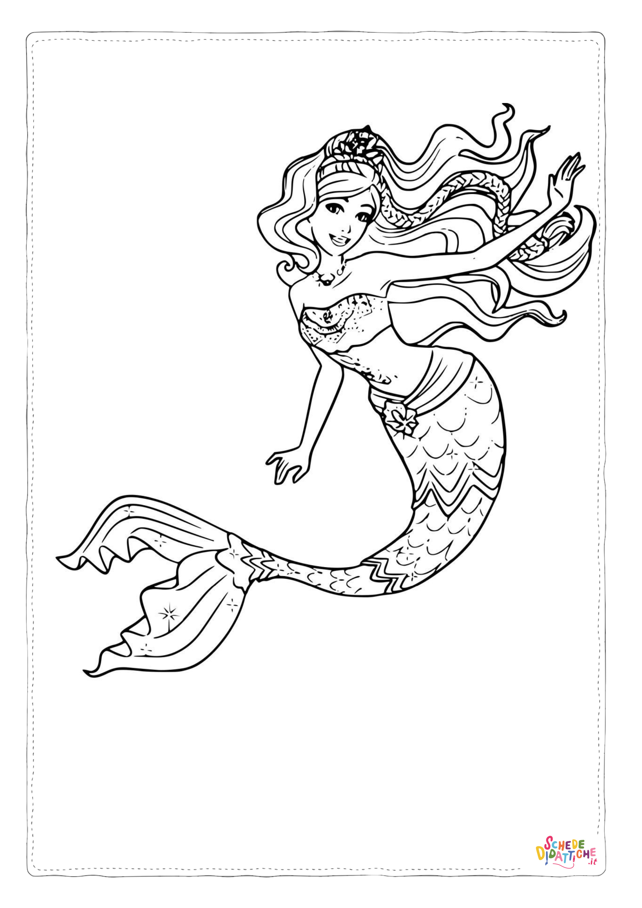 Disegno "Disegno di Barbie Sirena da stampare e colorare 3" Disegno di Barbie Sirena da stampare e colorare 3
