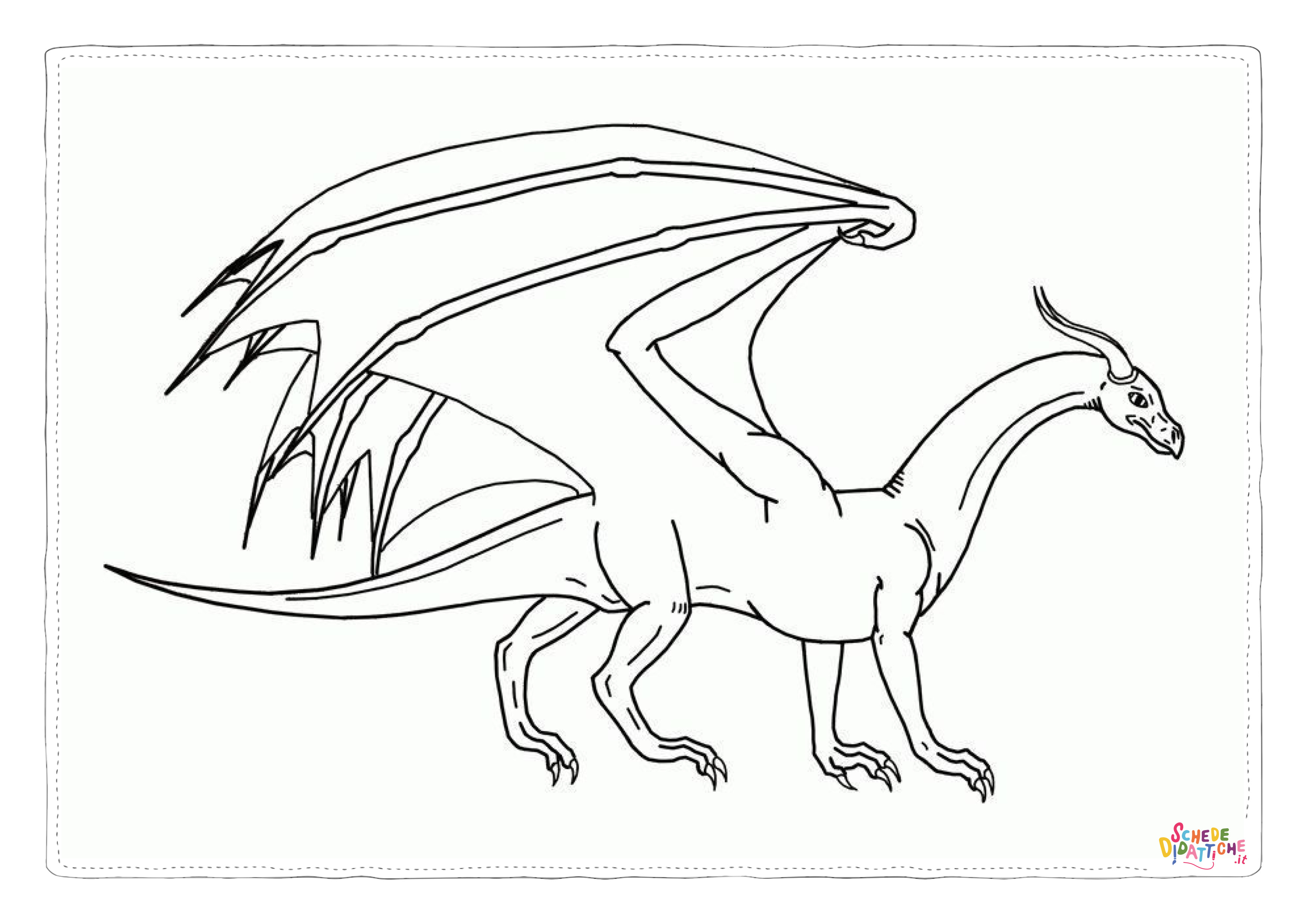 Disegno "Disegno di dragone da stampare e colorare 14" Disegno di dragone da stampare e colorare 14