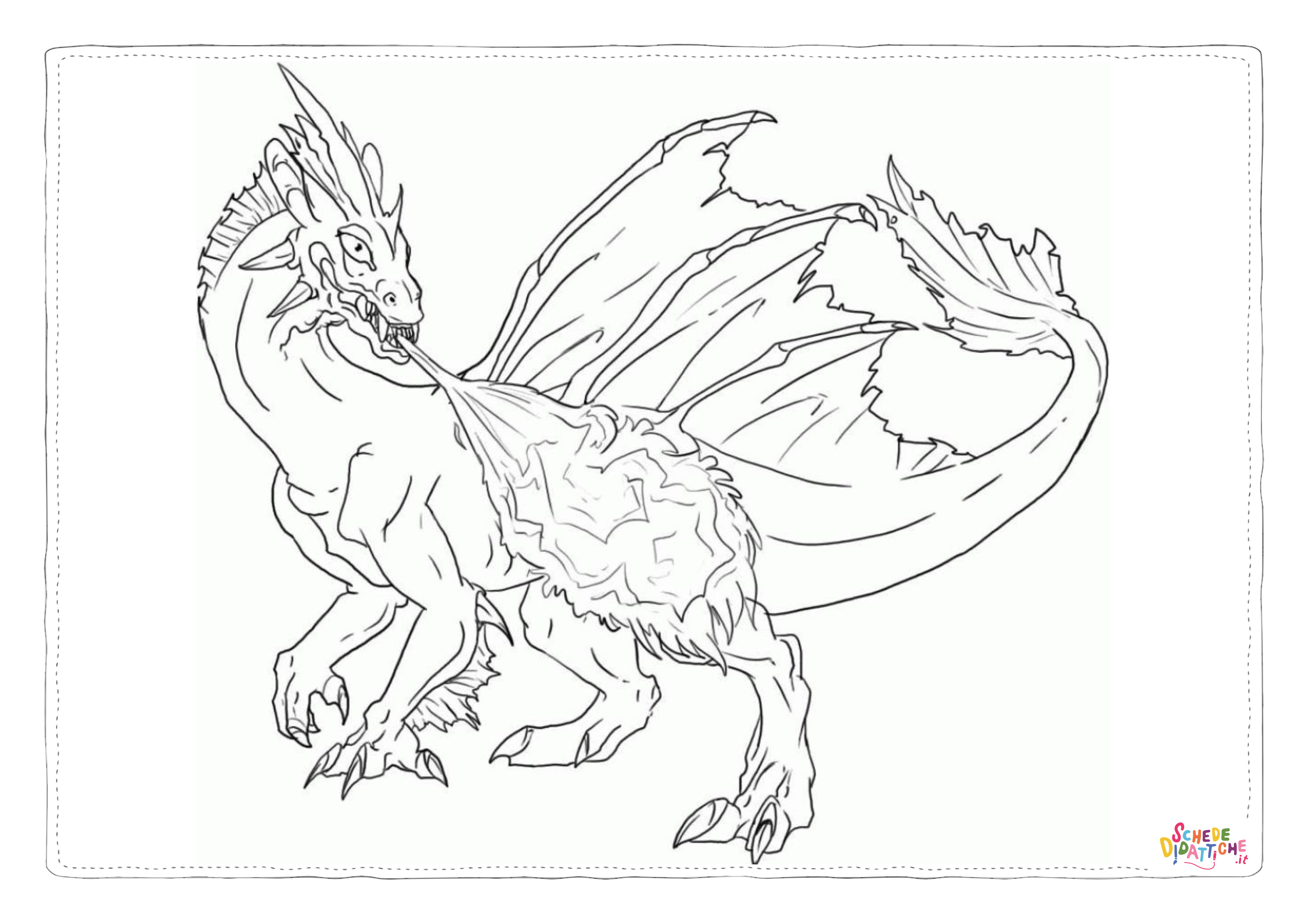 Disegno "Disegno di dragone da stampare e colorare 12" Disegno di dragone da stampare e colorare 12