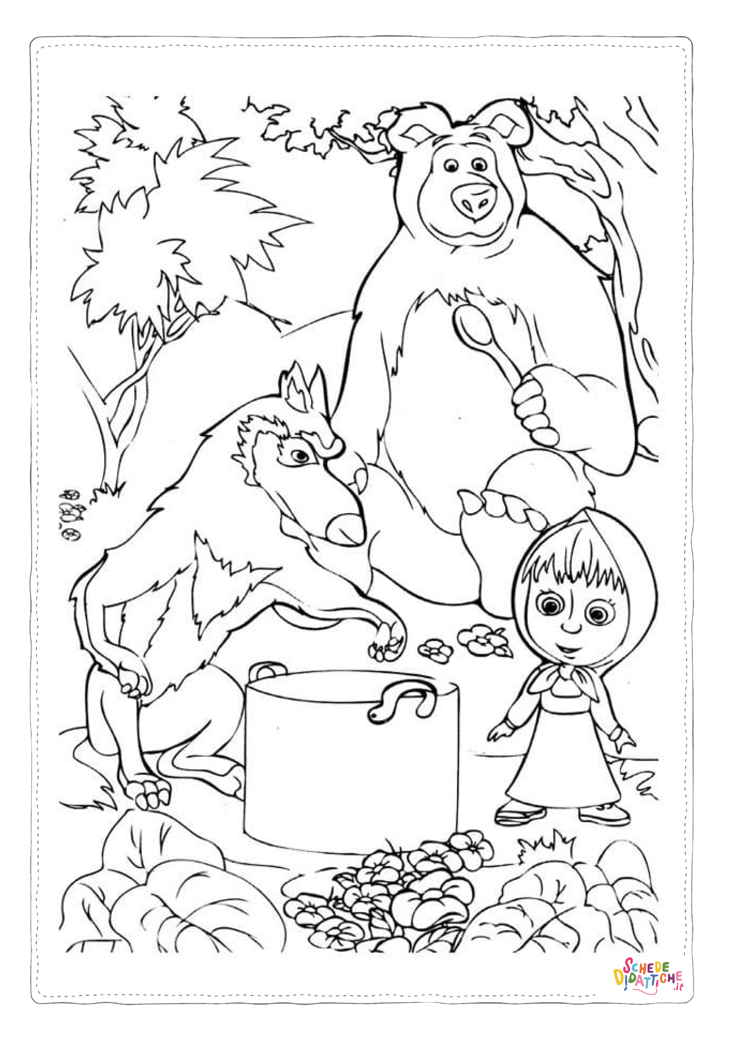 Disegno "Disegno di Masha e Orso da stampare e colorare 114" Disegno di Masha e Orso da stampare e colorare 114