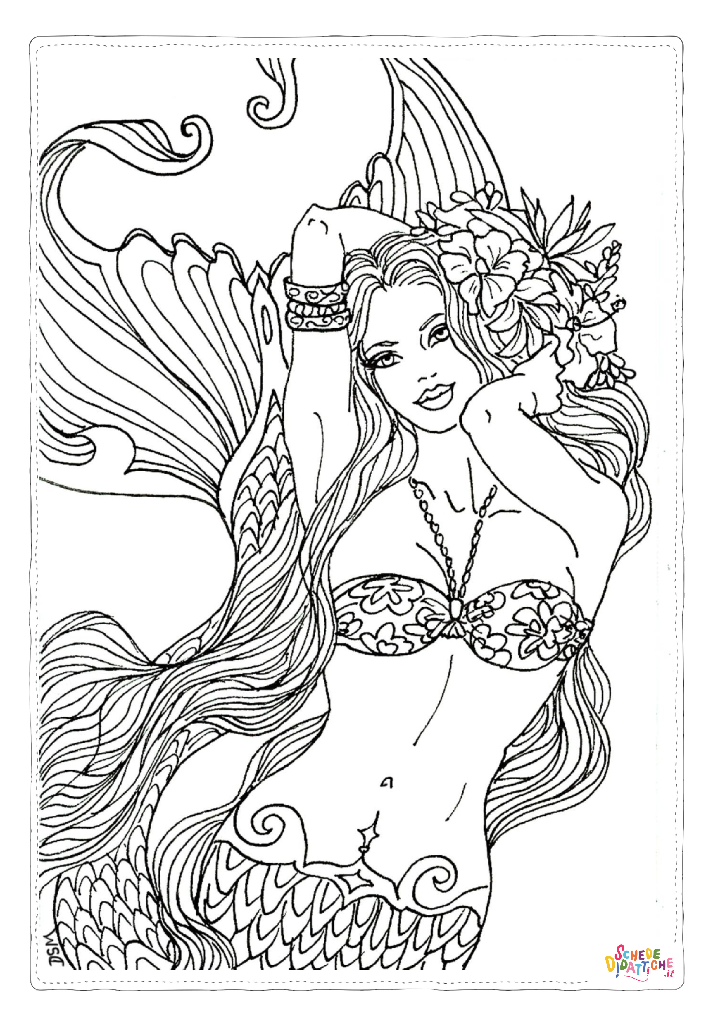 Disegno "Disegno di sirena da stampare e colorare 31" Disegno di sirena da stampare e colorare 31