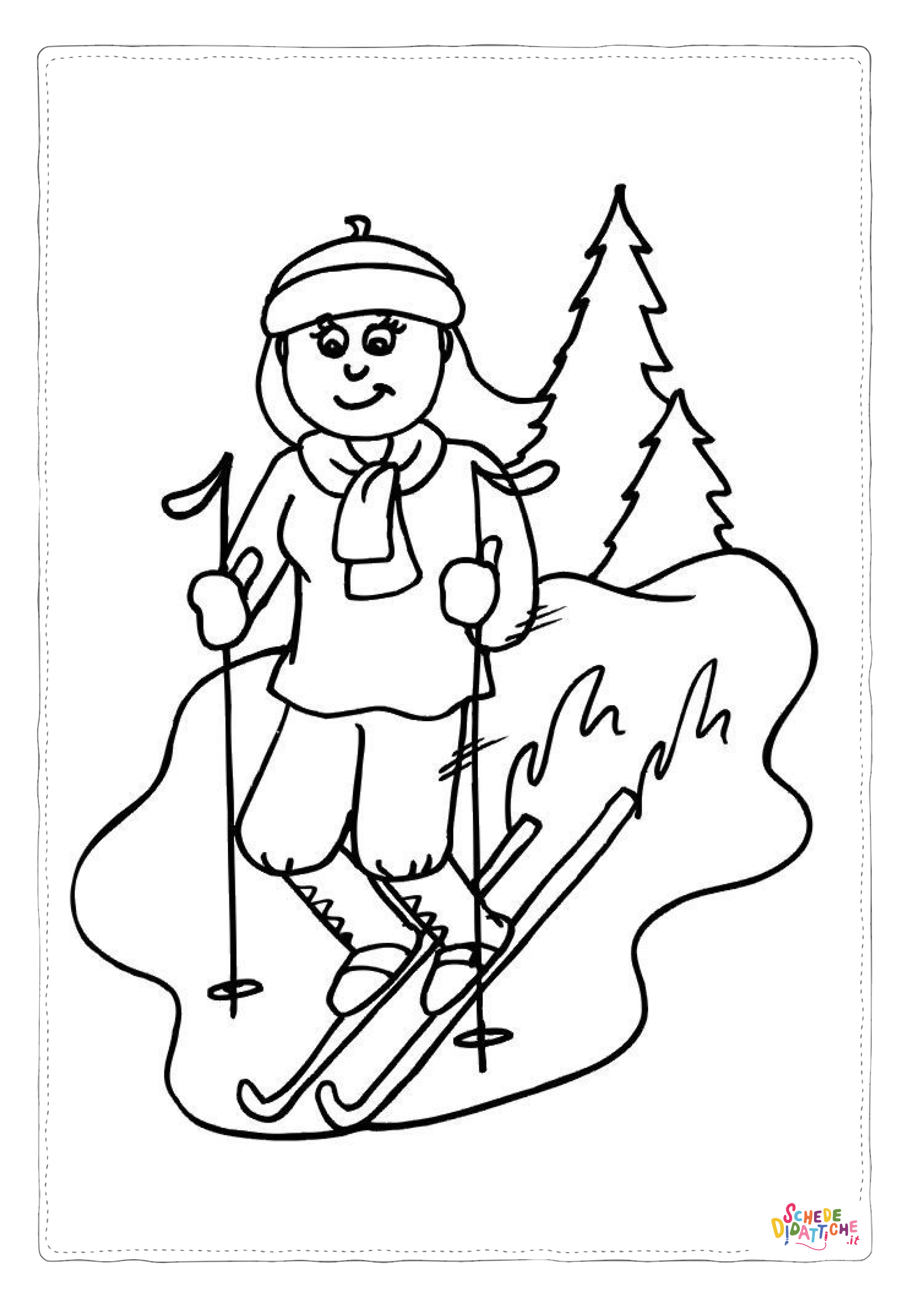 Disegno "Disegno di sci da stampare e colorare 5" Disegno di sci da stampare e colorare 5
