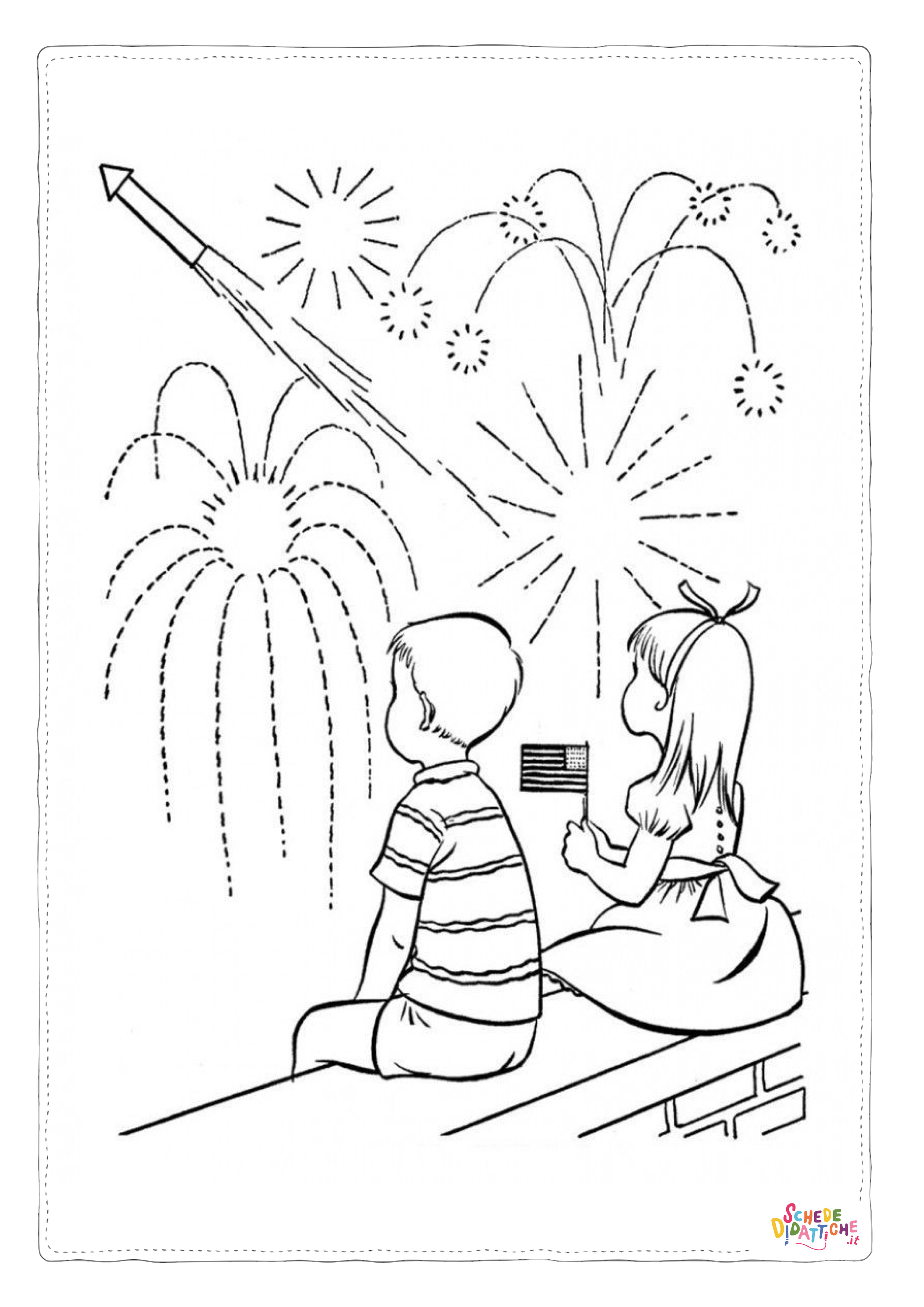 Disegno "Disegno di fuoco d'artificio da stampare e colorare 15" Disegno di fuoco d'artificio da stampare e colorare 15