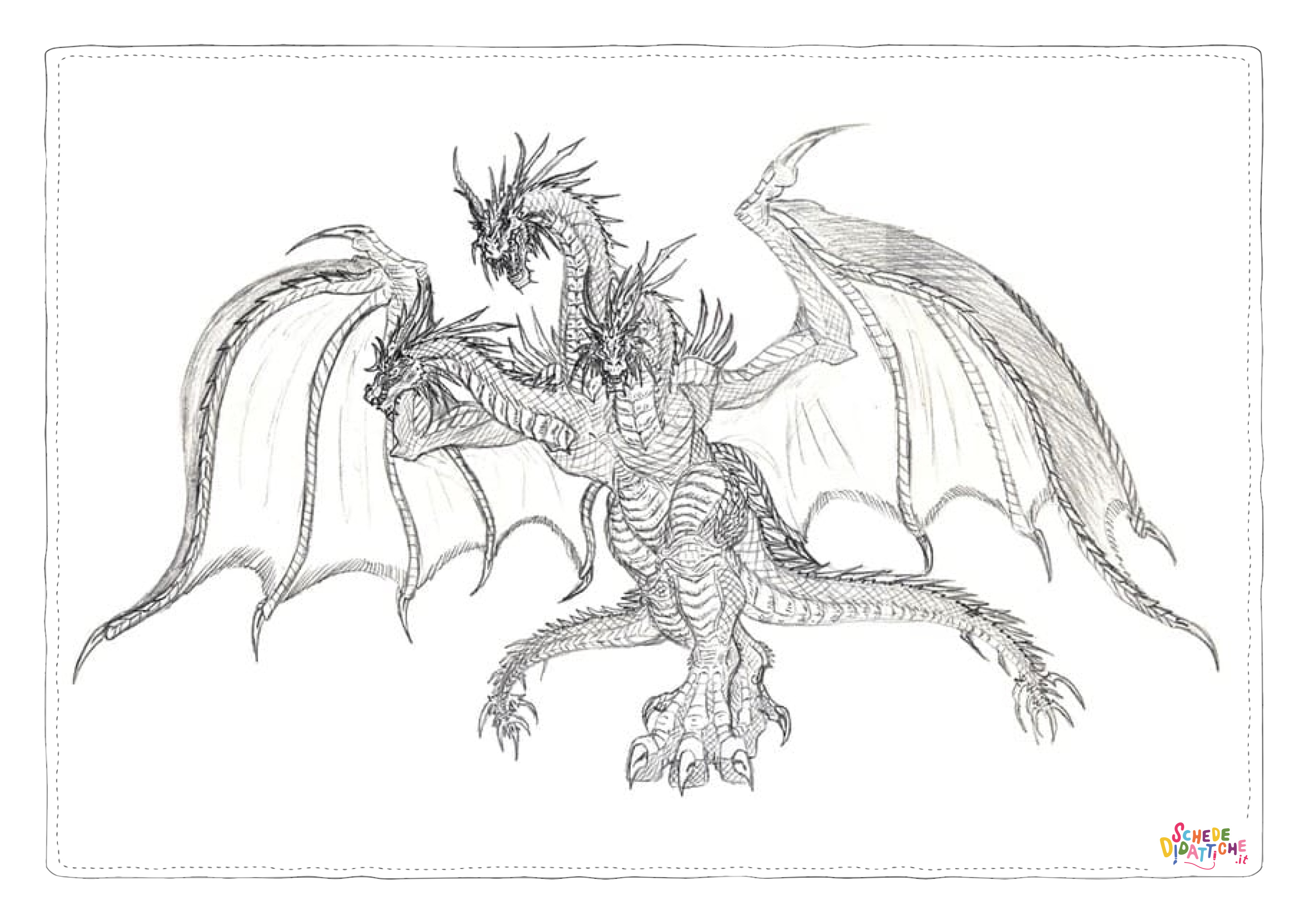 Disegno "Disegno di dragone da stampare e colorare 8" Disegno di dragone da stampare e colorare 8