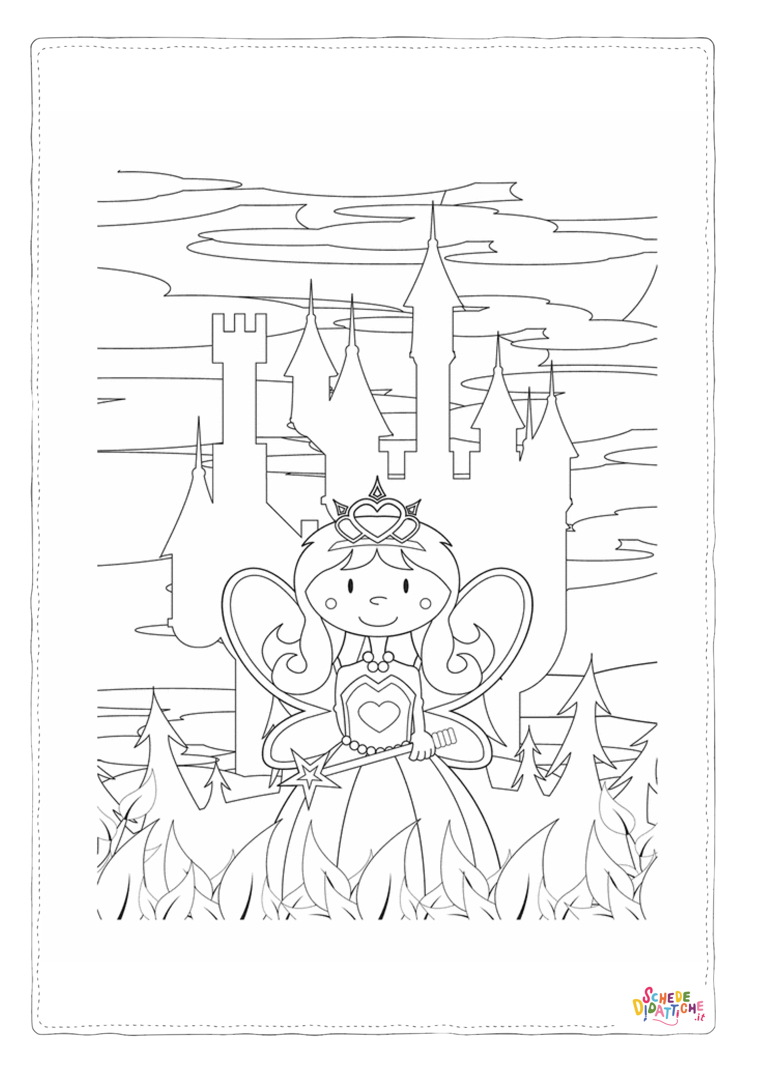 Disegno "Disegno di principessa da stampare e colorare 18" Disegno di principessa da stampare e colorare 18