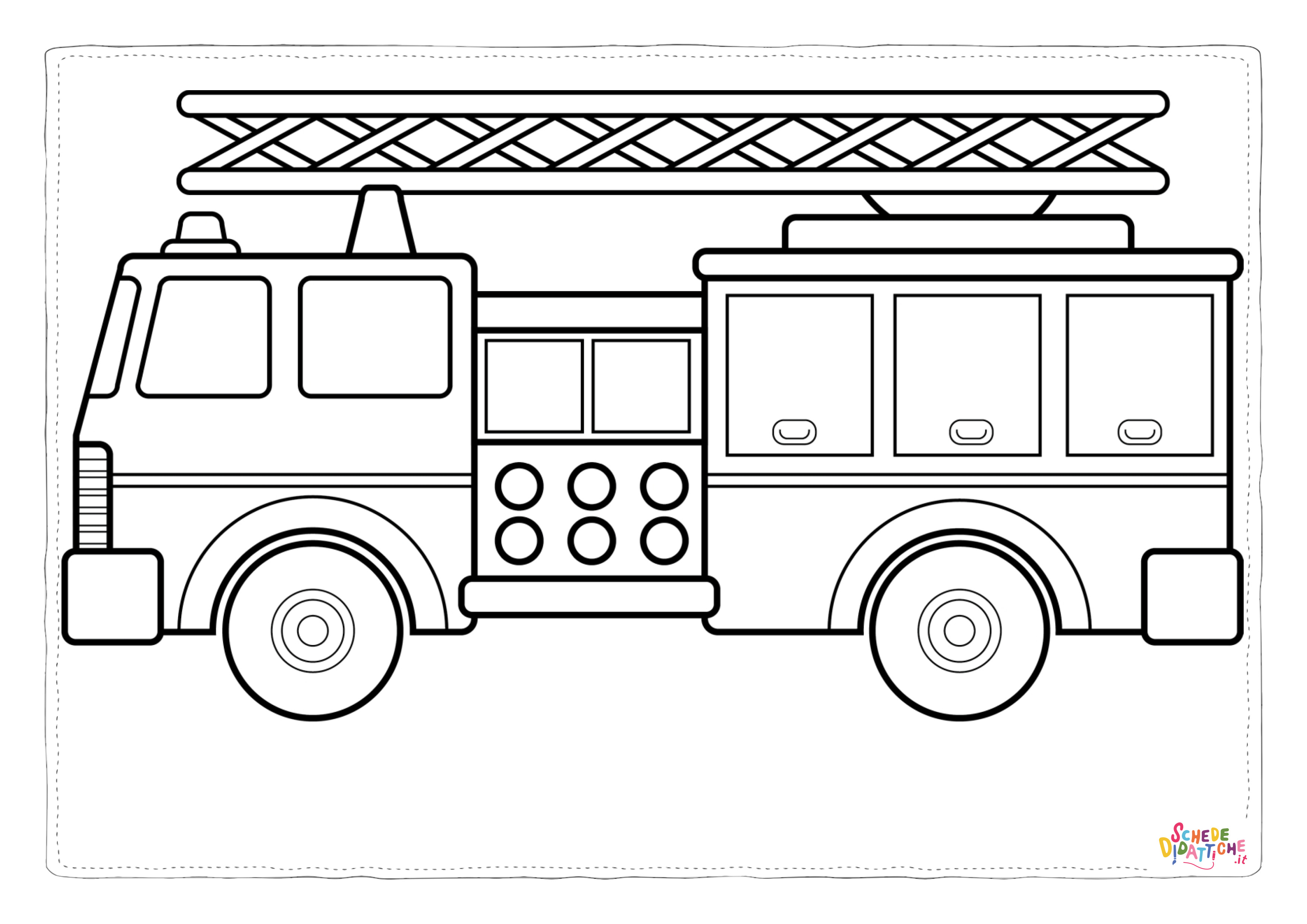 Disegno di camion dei pompieri da stampare e colorare 4