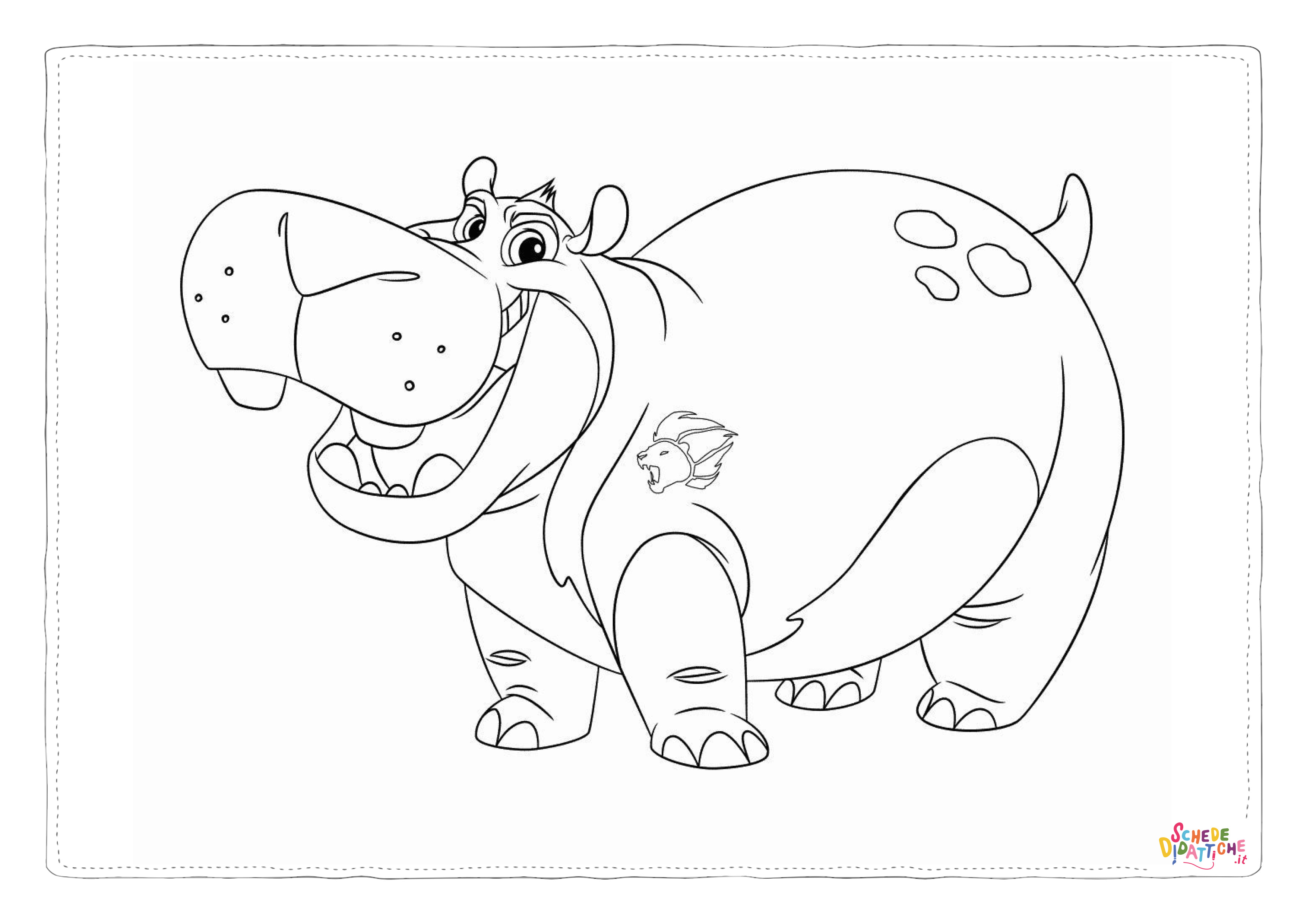 Disegno "Disegno di ippopotamo da stampare e colorare 44" Disegno di ippopotamo da stampare e colorare 44