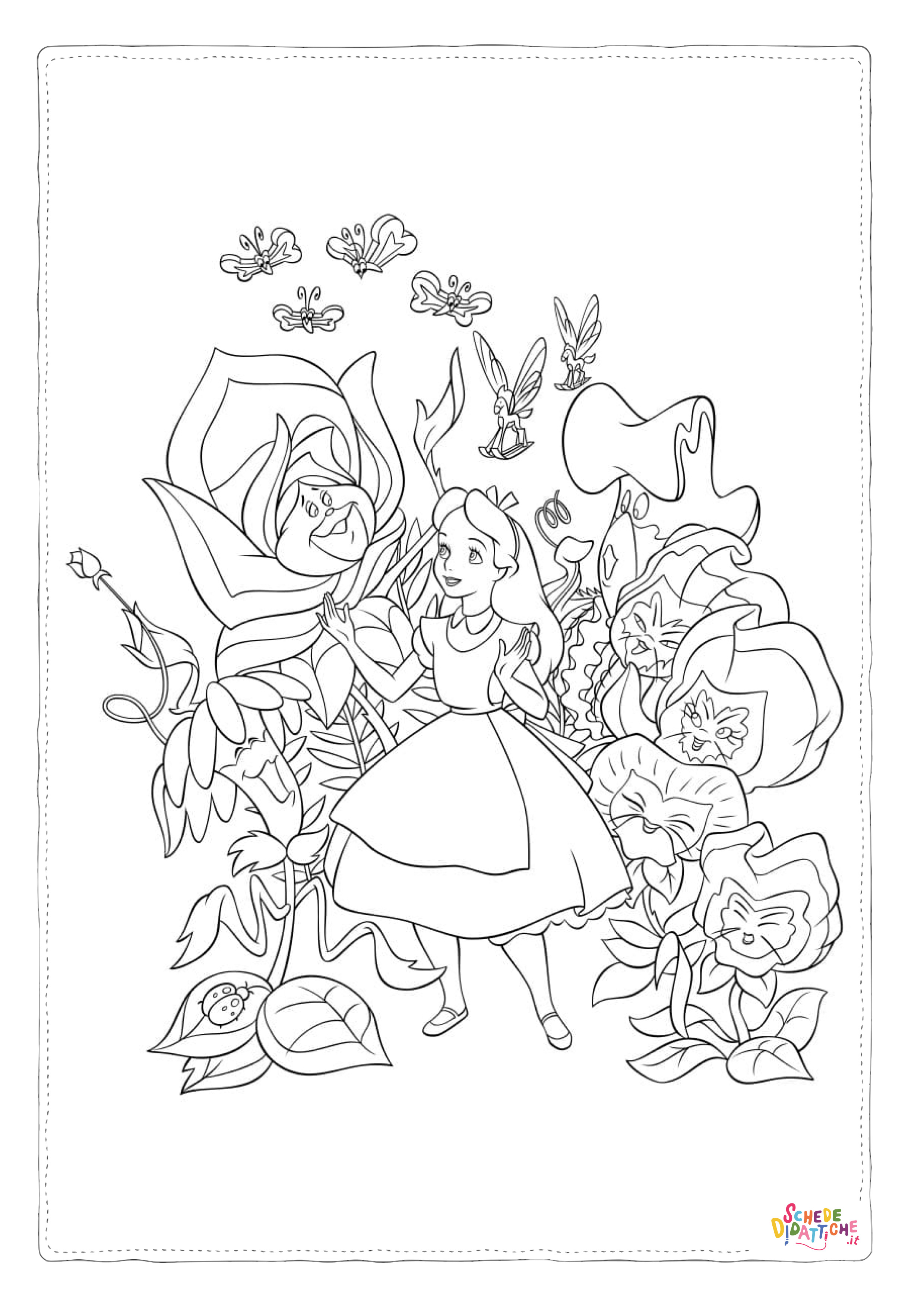 Disegno di Alice nel paese delle meraviglie da stampare e colorare 47
