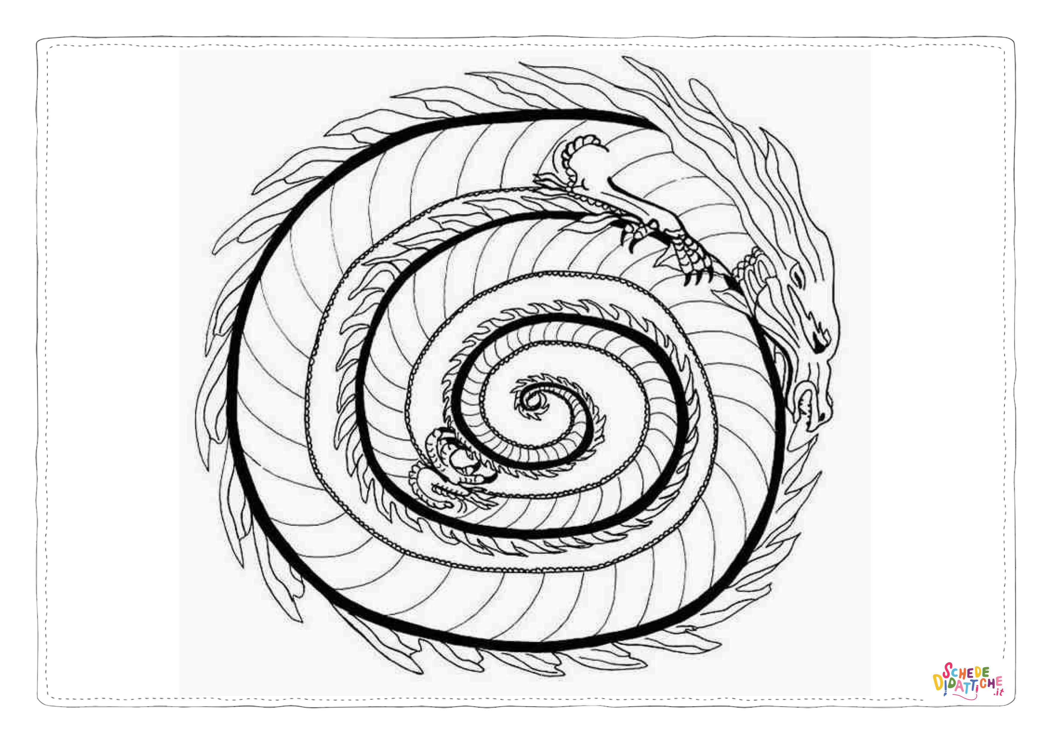Disegno "Disegno di dragone da stampare e colorare 1" Disegno di dragone da stampare e colorare 1