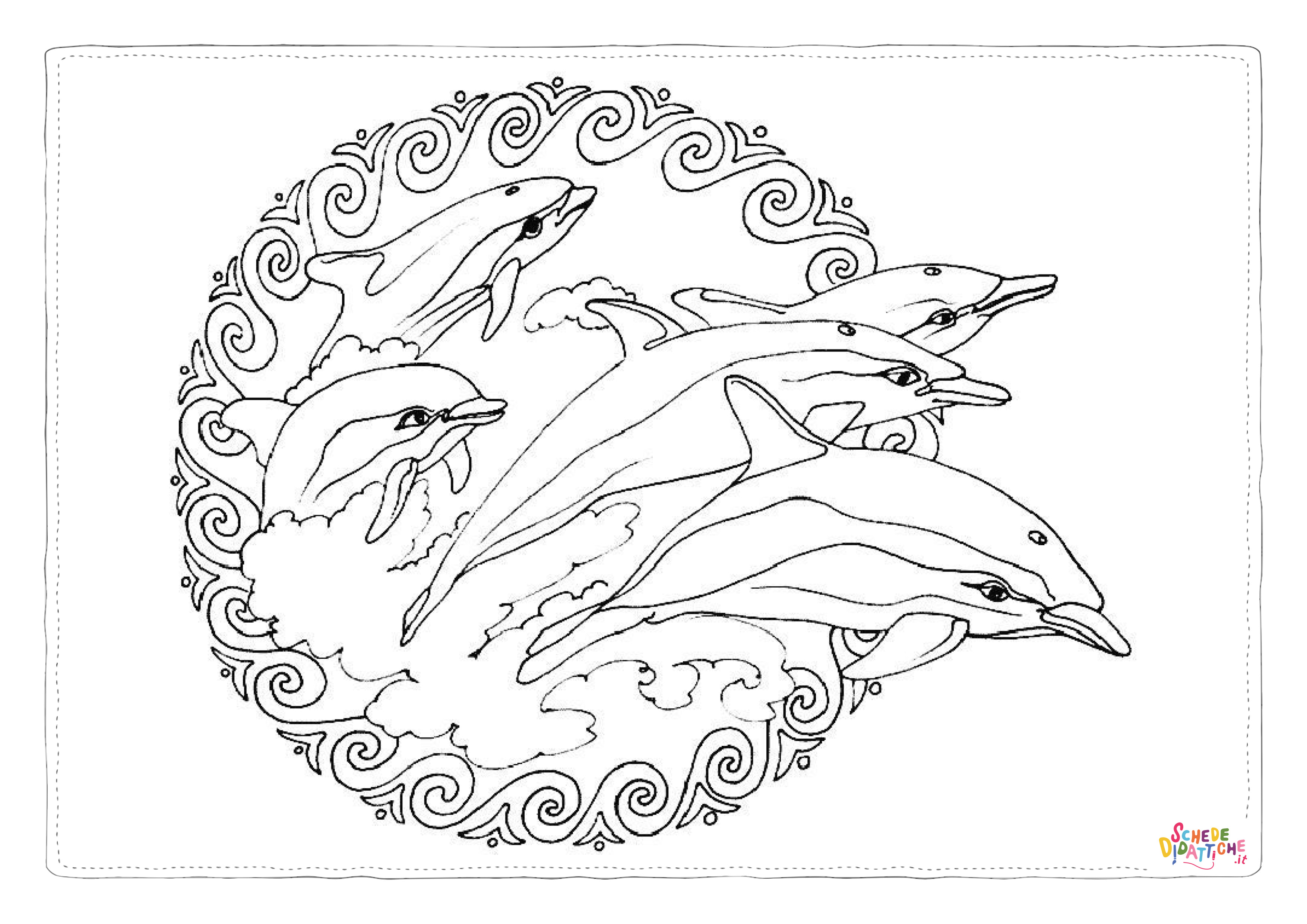 Disegno "Disegno di delfino da stampare e colorare 11" Disegno di delfino da stampare e colorare 11