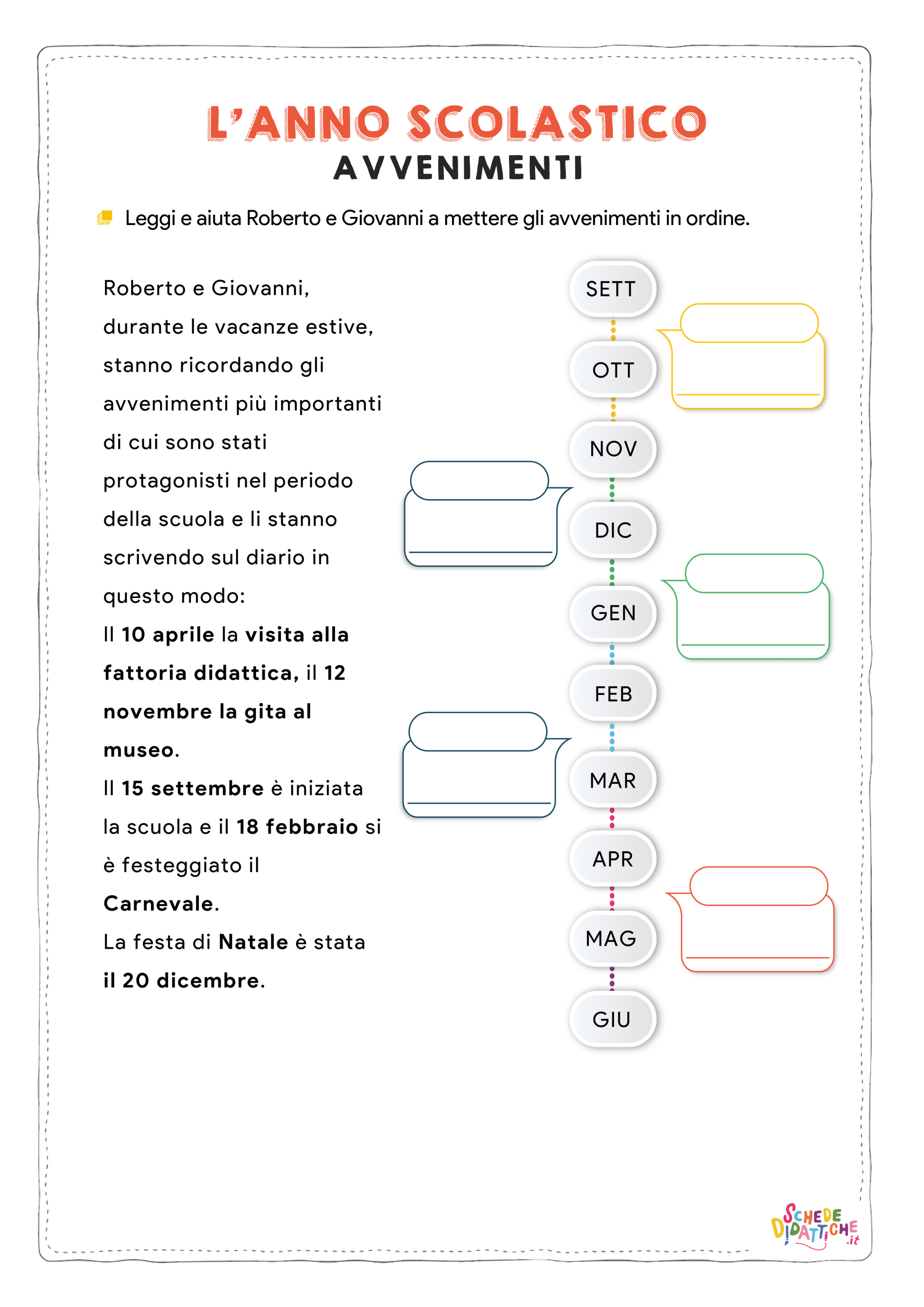 Disegno "L'anno scolastico - Avvenimenti" L'anno scolastico - Avvenimenti