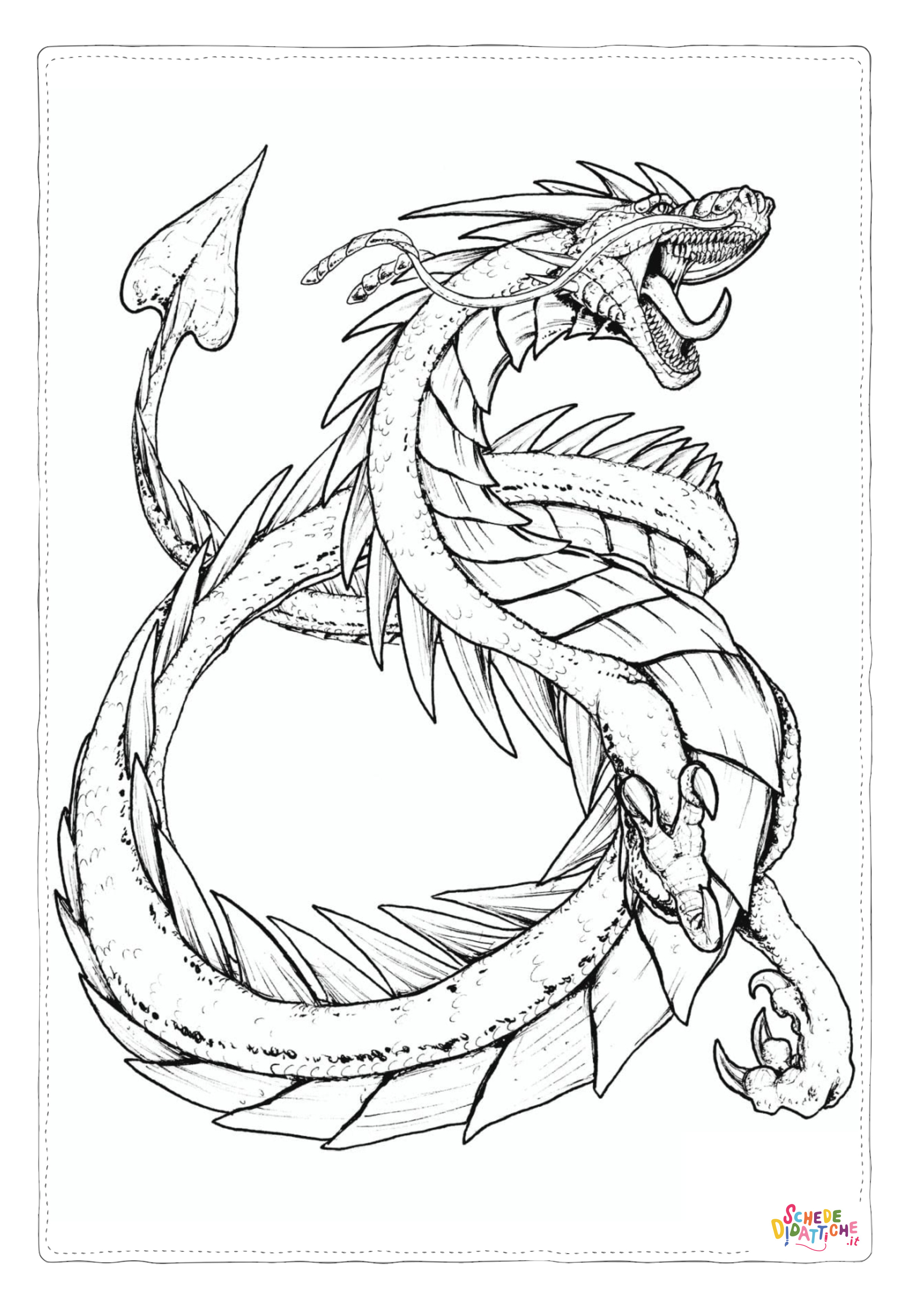 Disegno "Disegno di dragone da stampare e colorare 223" Disegno di dragone da stampare e colorare 223