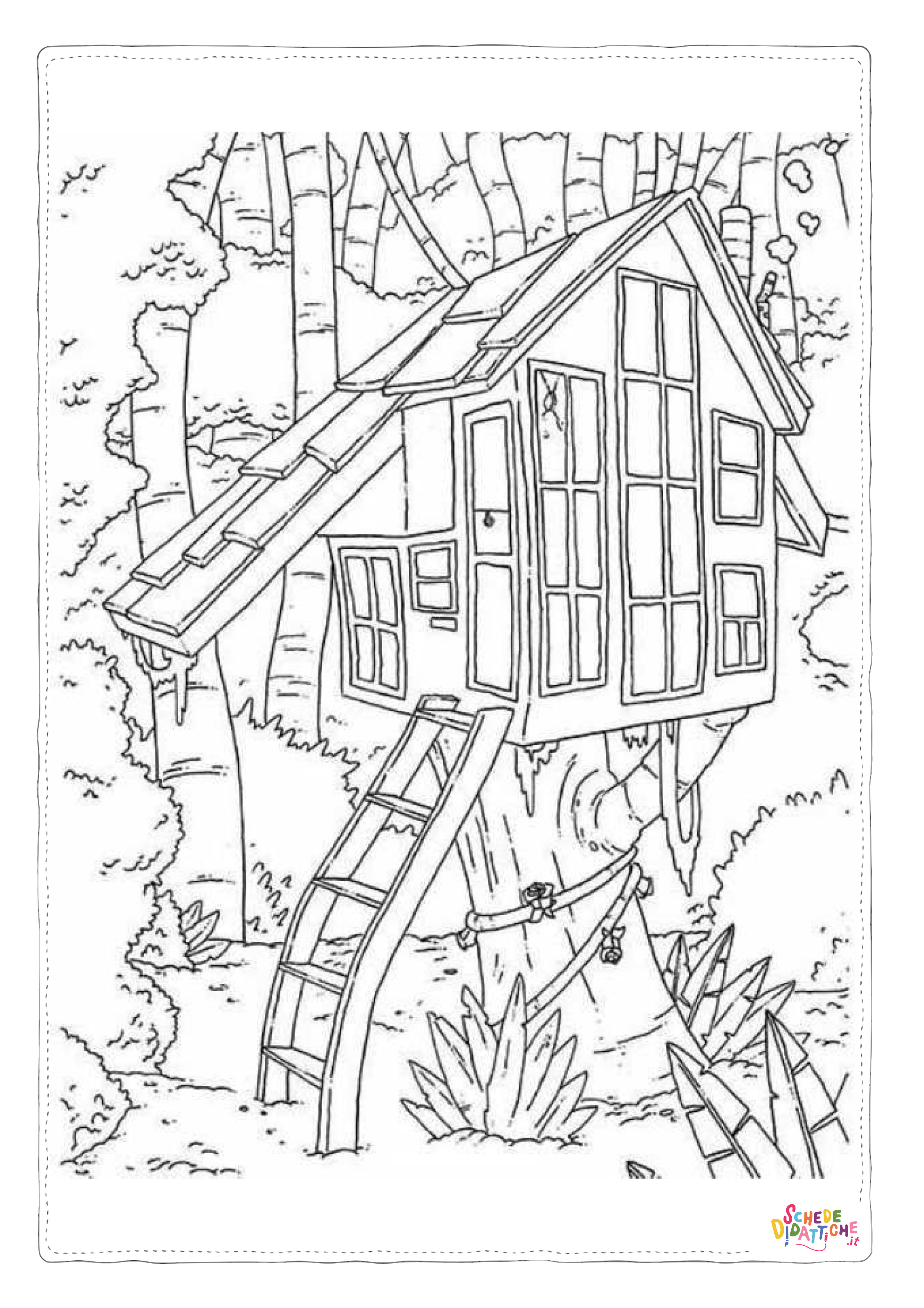 Disegno "Disegno di casa sull'albero da stampare e colorare 10" Disegno di casa sull'albero da stampare e colorare 10