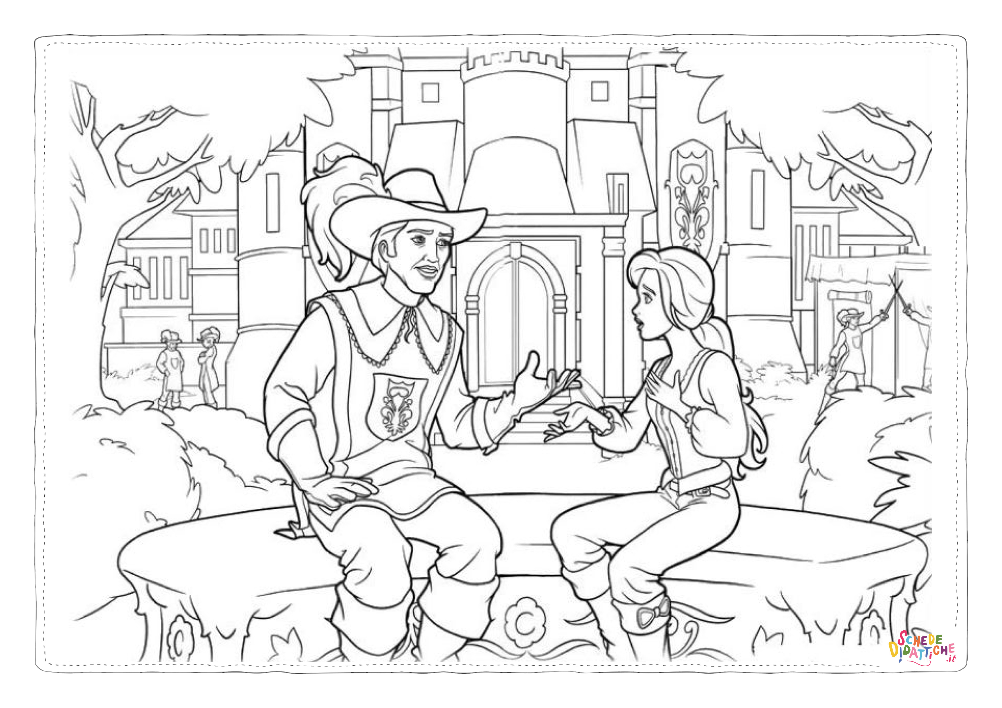 Disegno di Barbie Moschettiere da stampare e colorare 2
