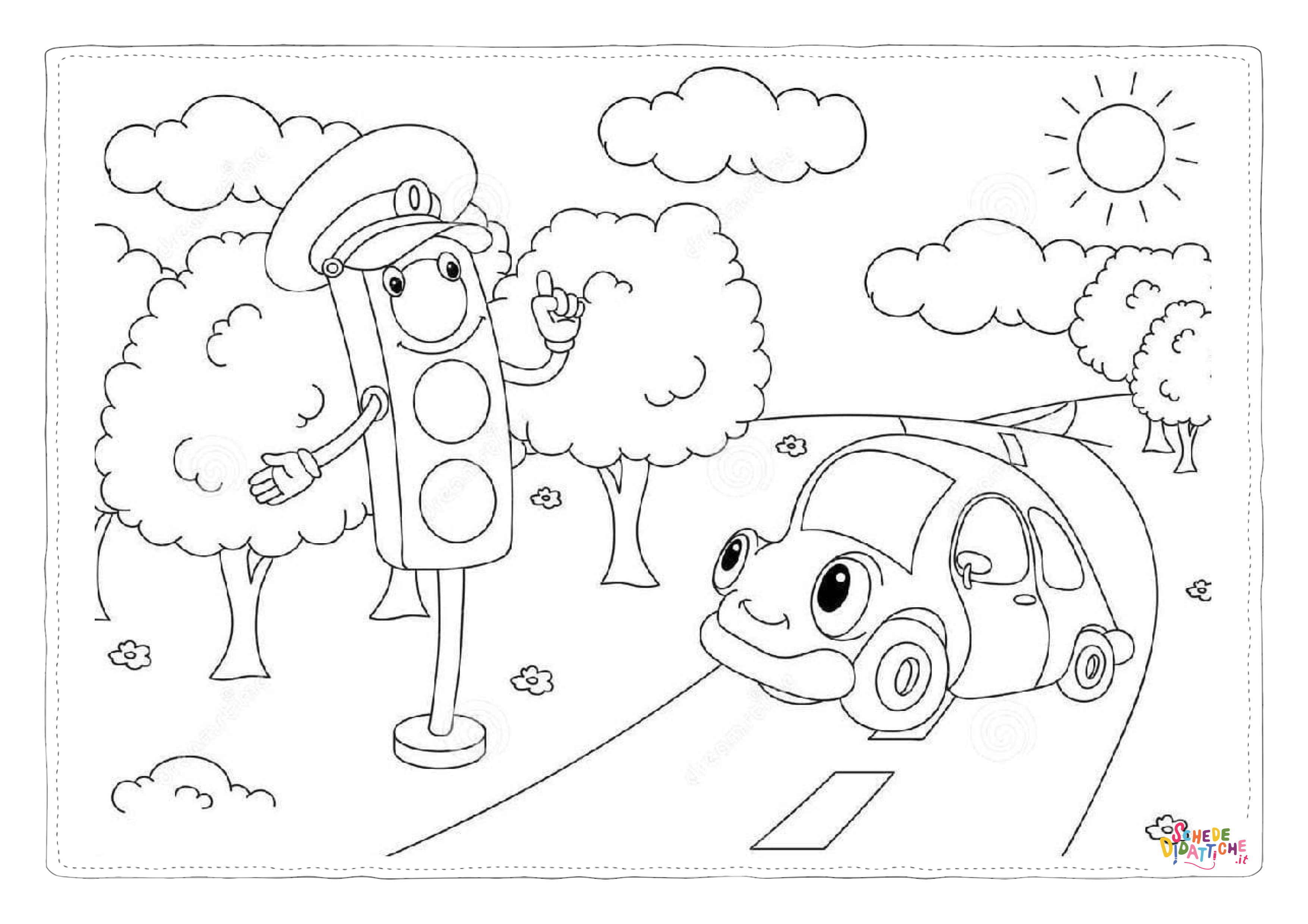 Disegno "Disegno di semaforo da stampare e colorare 18" Disegno di semaforo da stampare e colorare 18