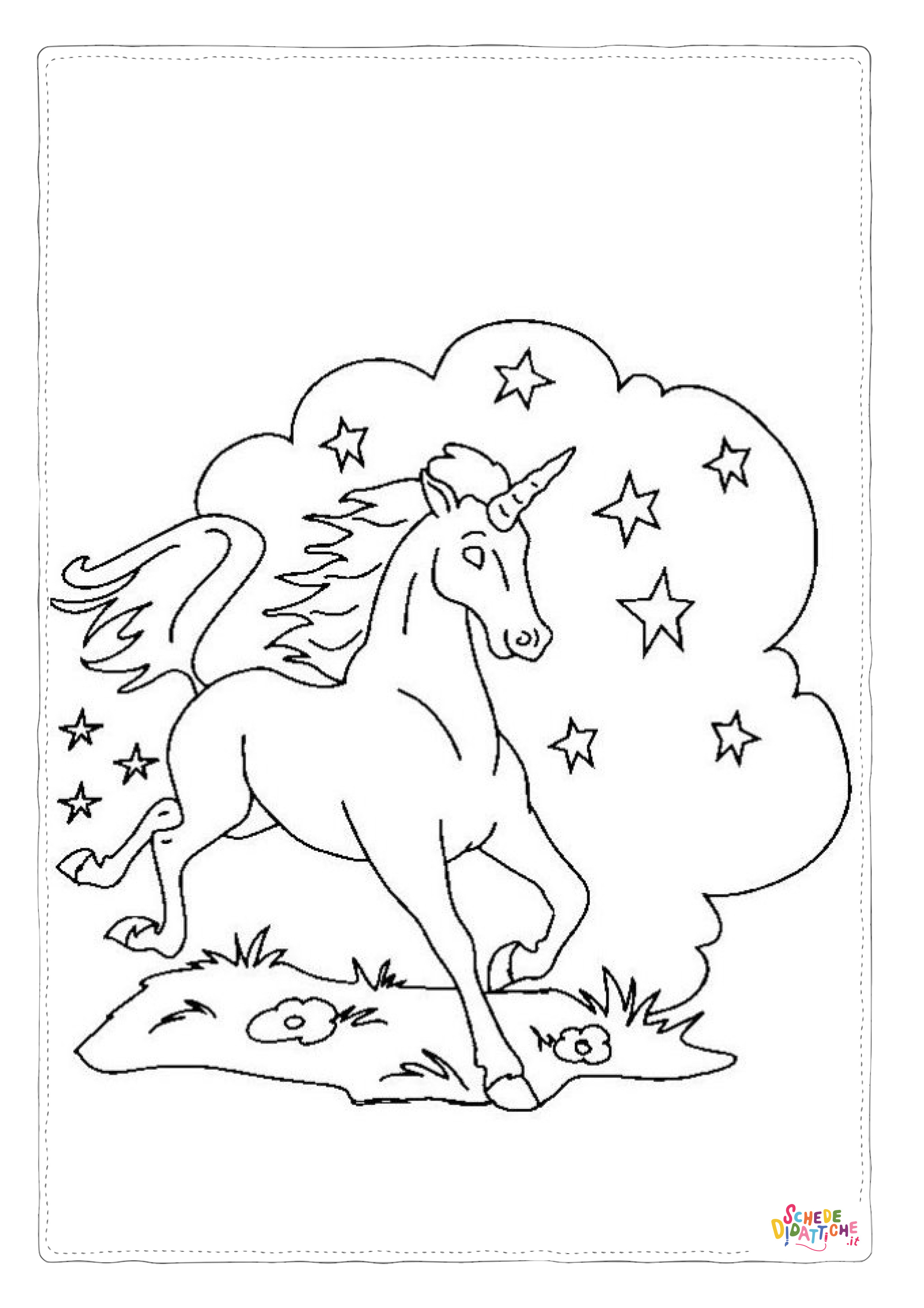 Disegno "Disegno di unicorno da stampare e colorare 129" Disegno di unicorno da stampare e colorare 129