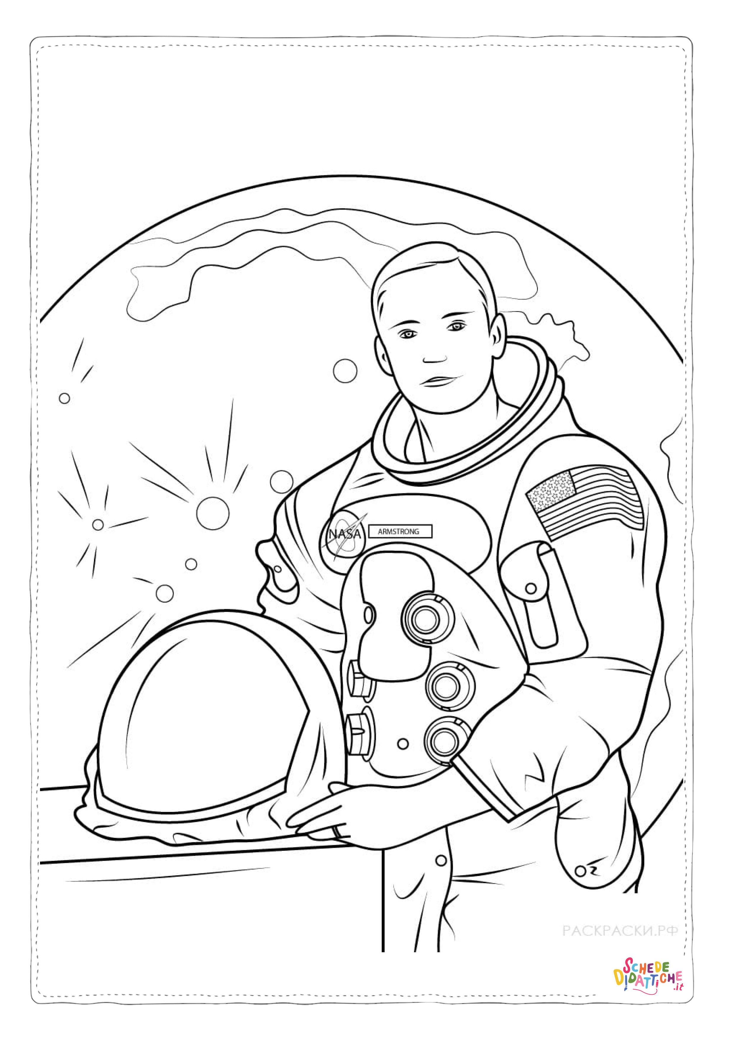 Disegno "Disegno di astronauta da stampare e colorare 6" Disegno di astronauta da stampare e colorare 6