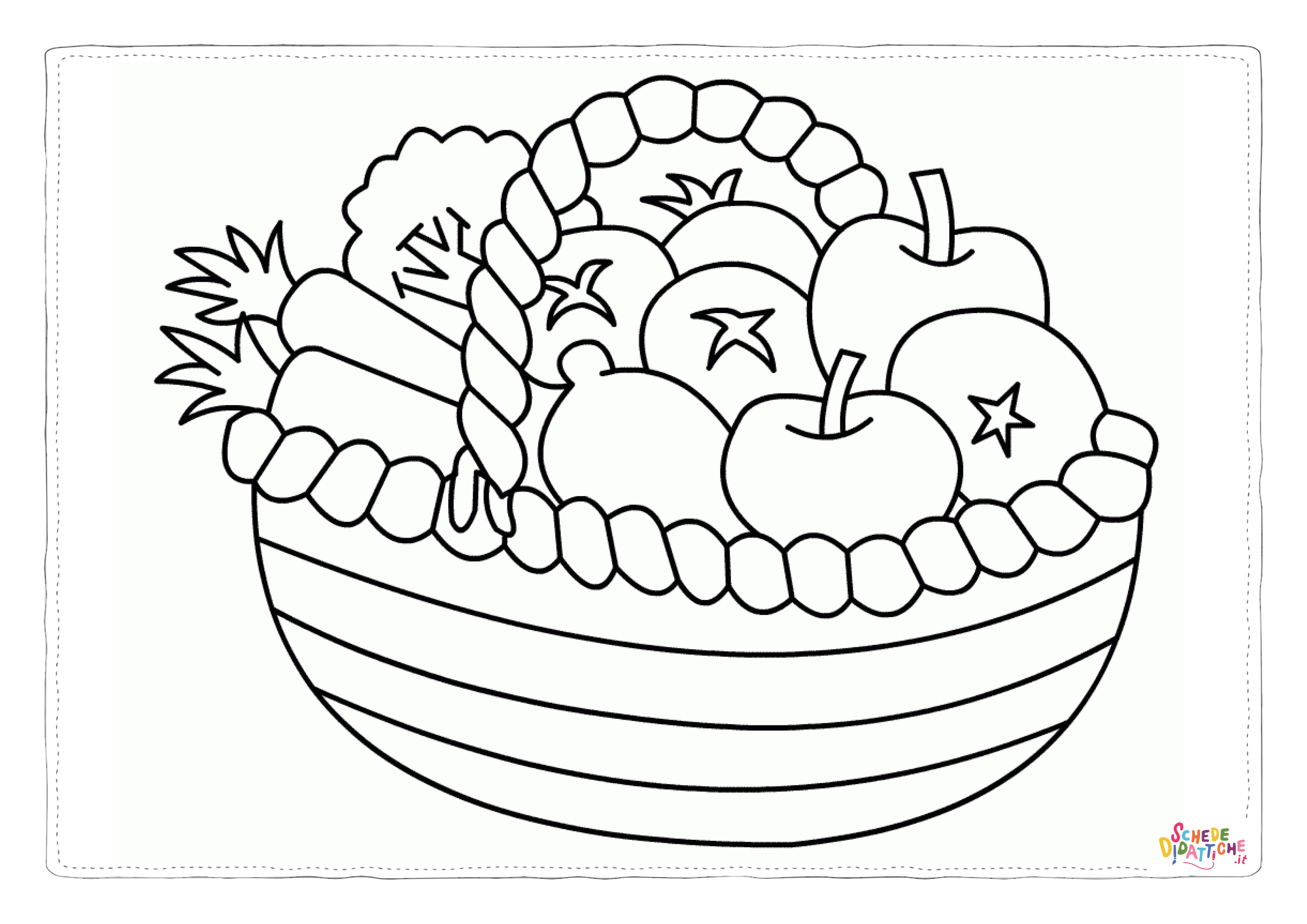 Disegno "Disegno di cesto di frutta da stampare e colorare 6" Disegno di cesto di frutta da stampare e colorare 6