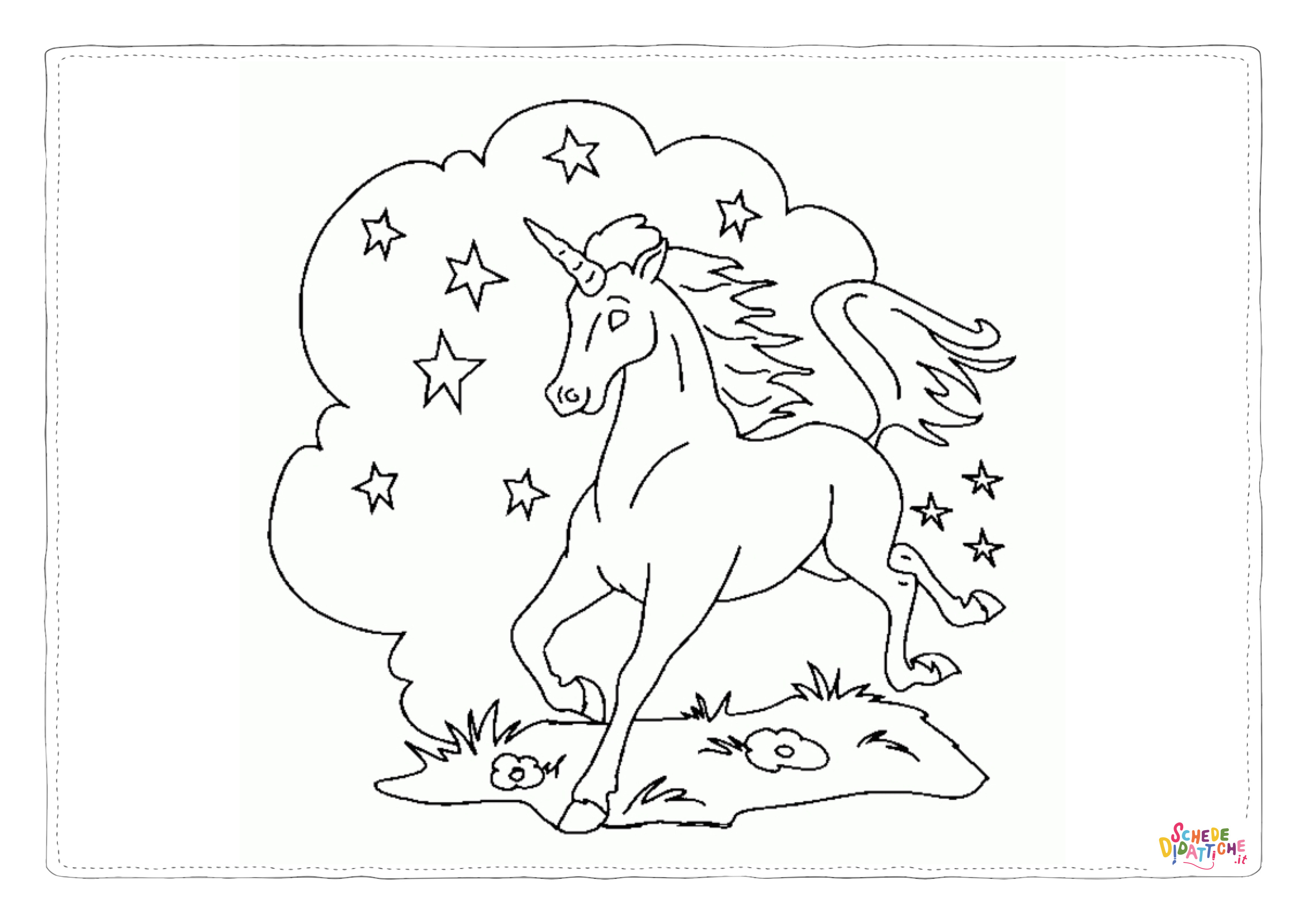 Disegno "Disegno di unicorno da stampare e colorare 108" Disegno di unicorno da stampare e colorare 108