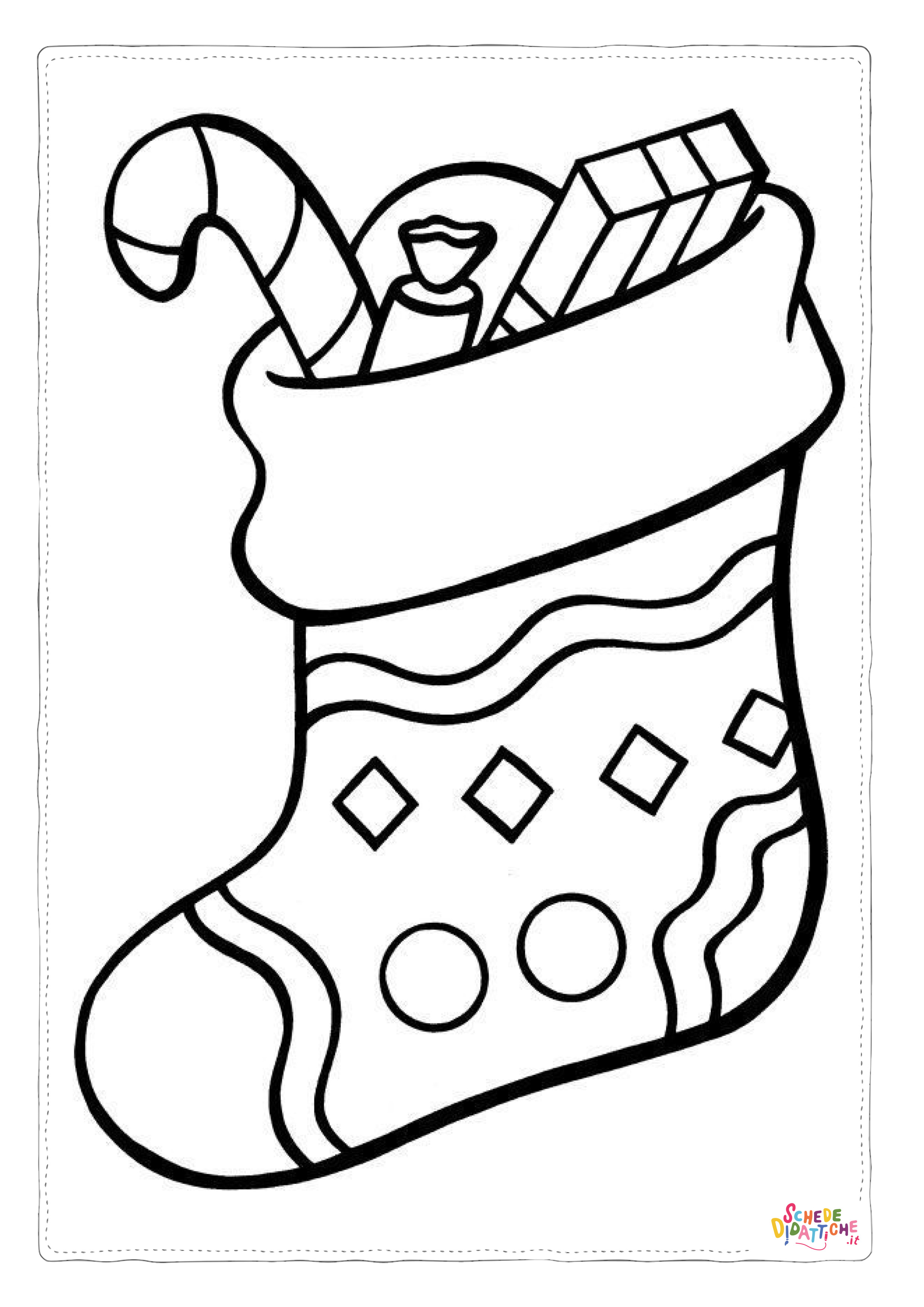 Disegno "Disegno di calza di Natale da stampare e colorare 28" Disegno di calza di Natale da stampare e colorare 28