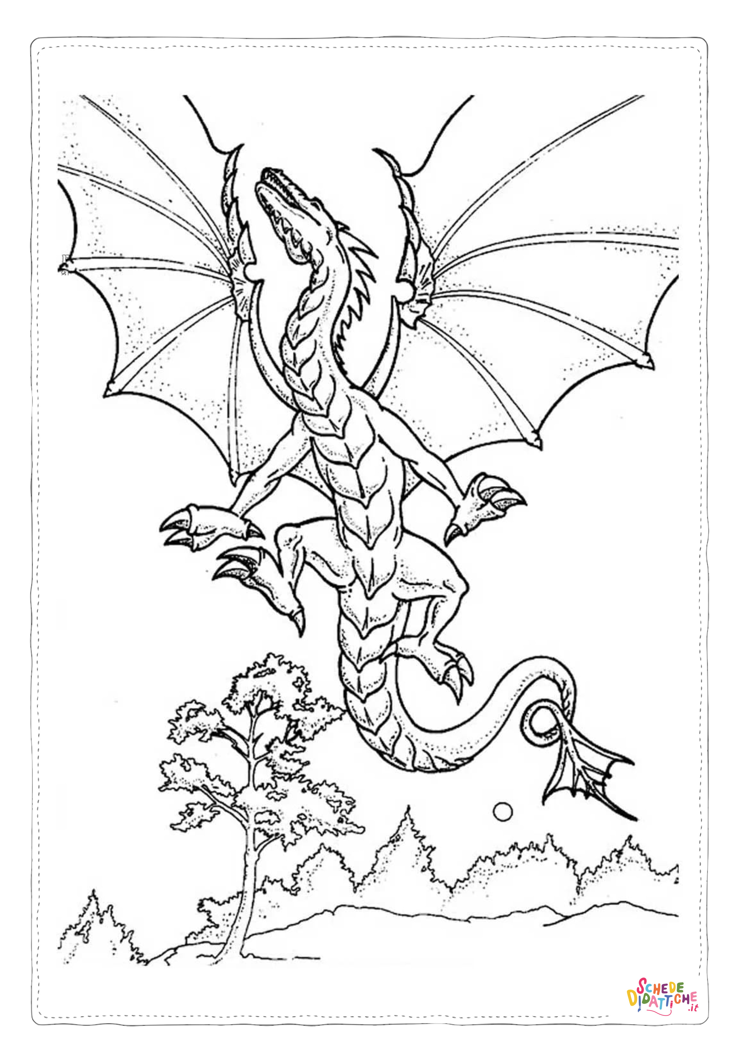 Disegno "Disegno di dragone da stampare e colorare 226" Disegno di dragone da stampare e colorare 226