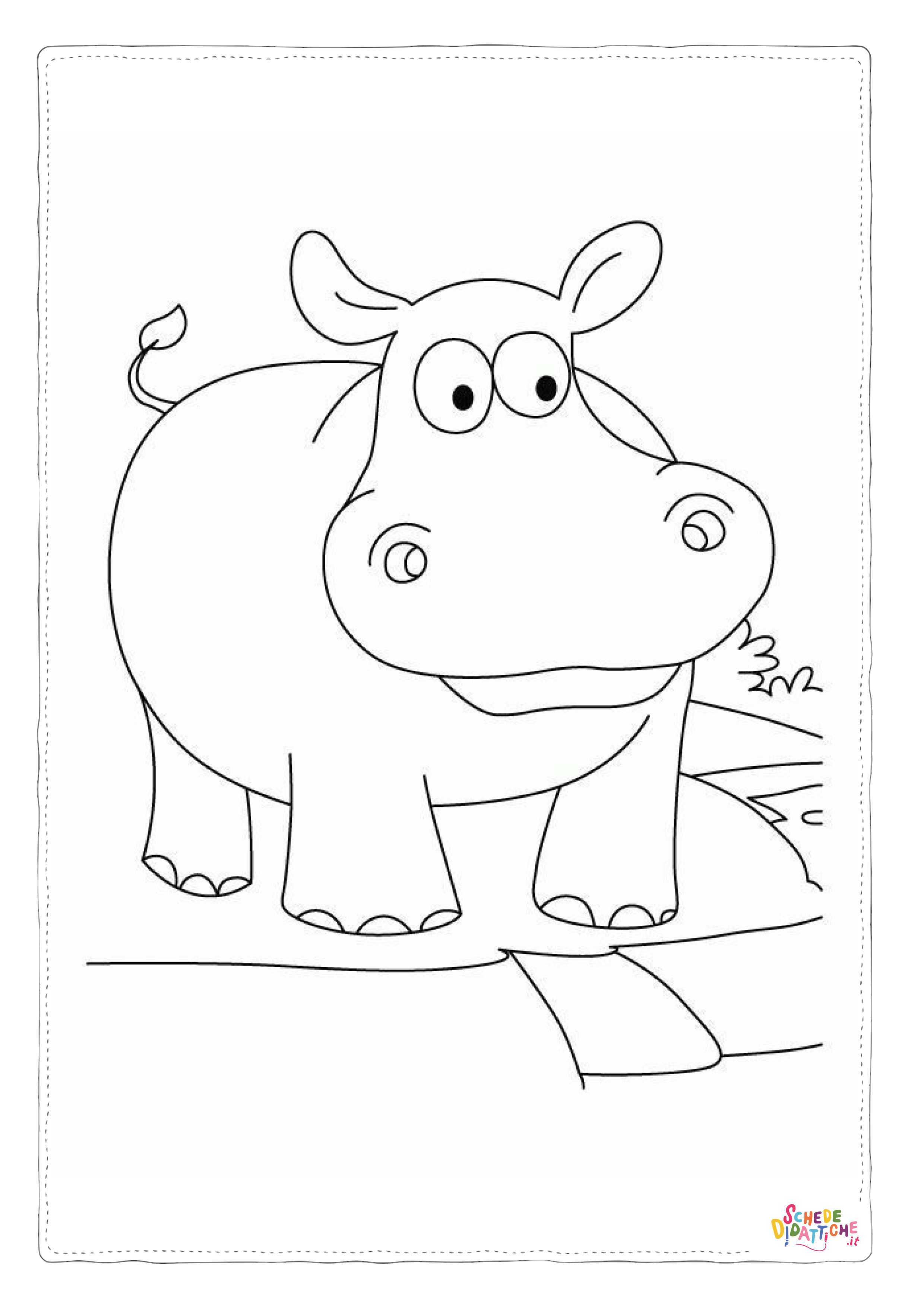 Disegno "Disegno di ippopotamo da stampare e colorare 46" Disegno di ippopotamo da stampare e colorare 46