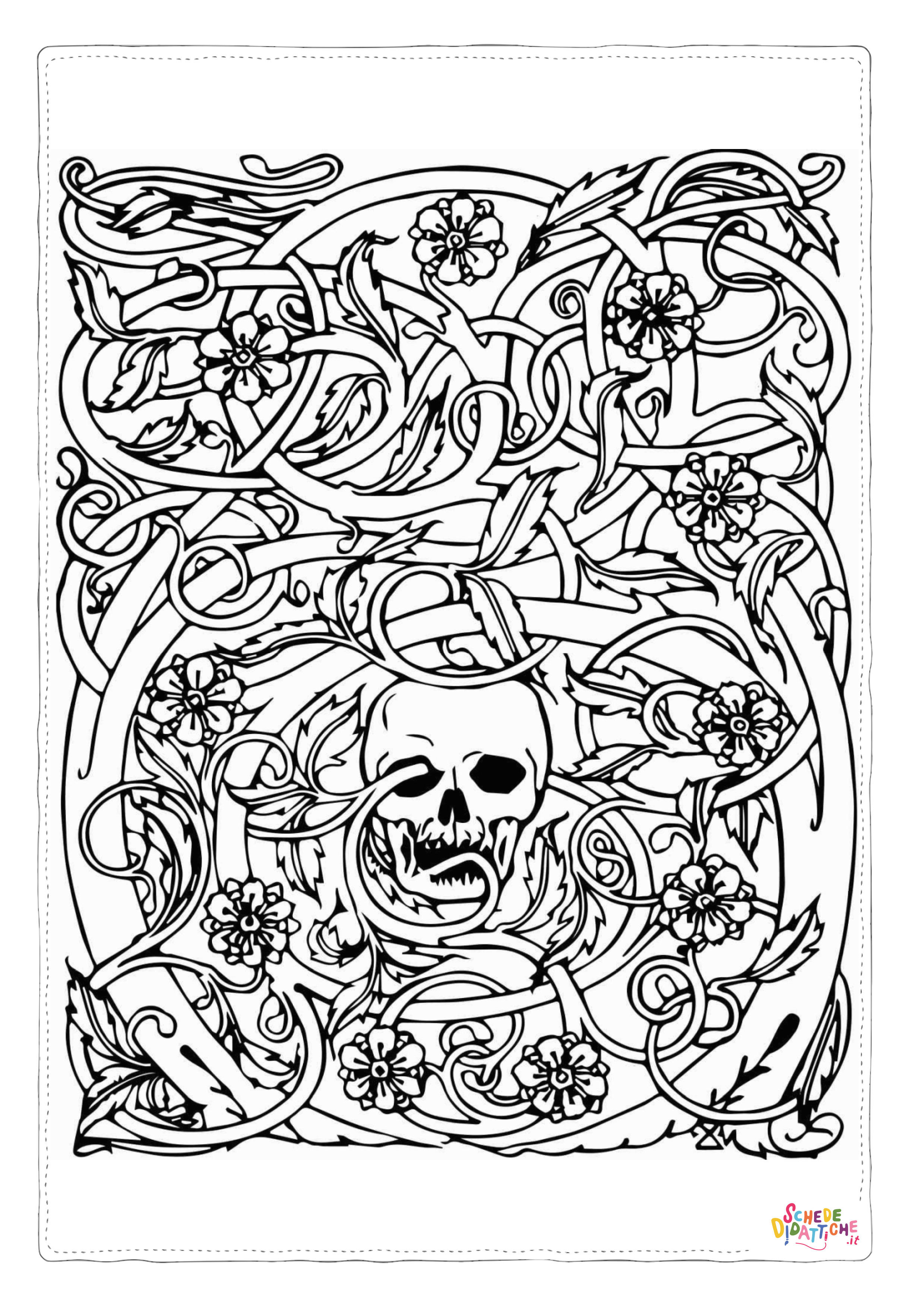 Disegno "Disegno di teschio e scheletro da stampare e colorare 55" Disegno di teschio e scheletro da stampare e colorare 55