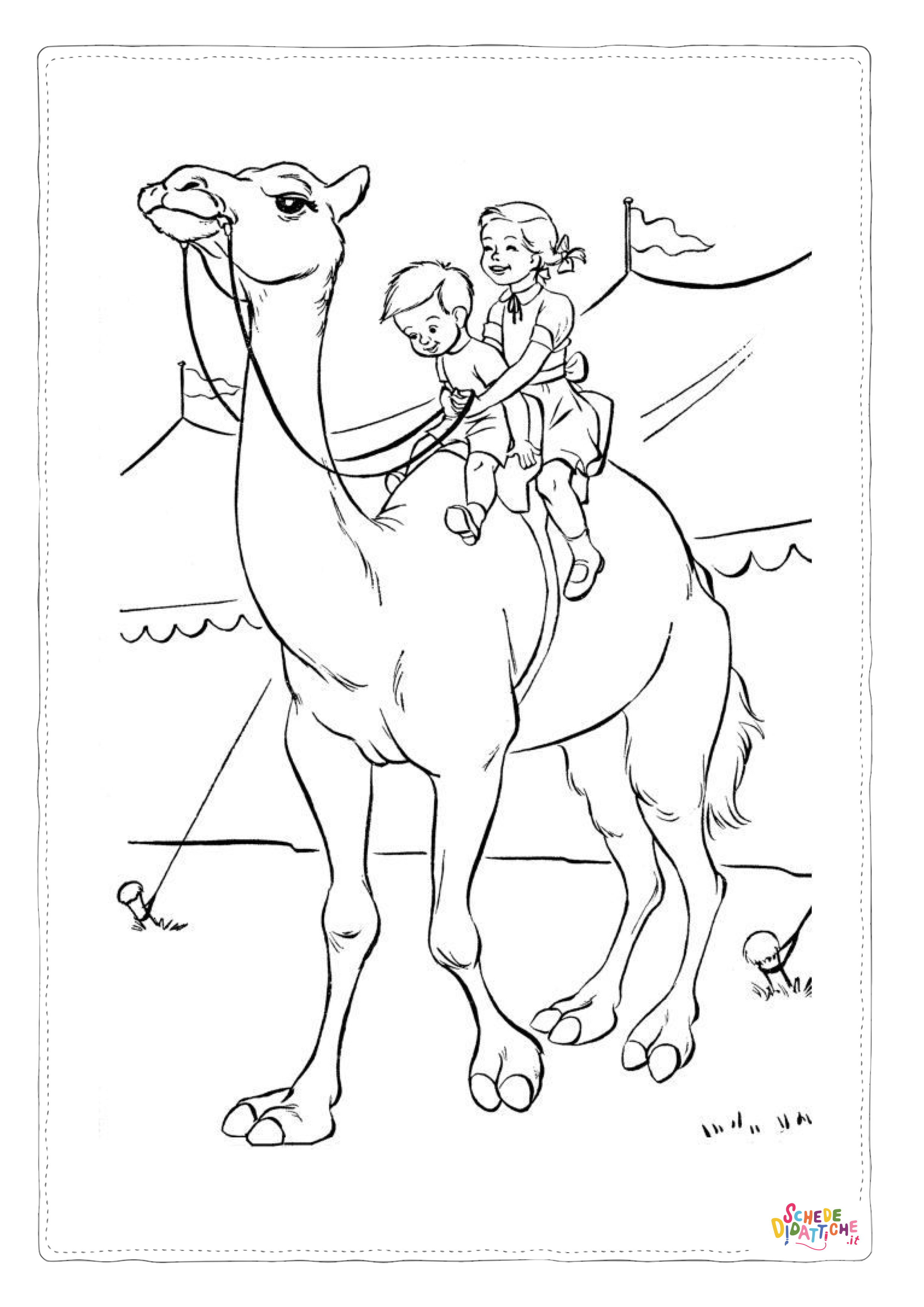 Disegno "Disegno di dromedario da stampare e colorare 9" Disegno di dromedario da stampare e colorare 9