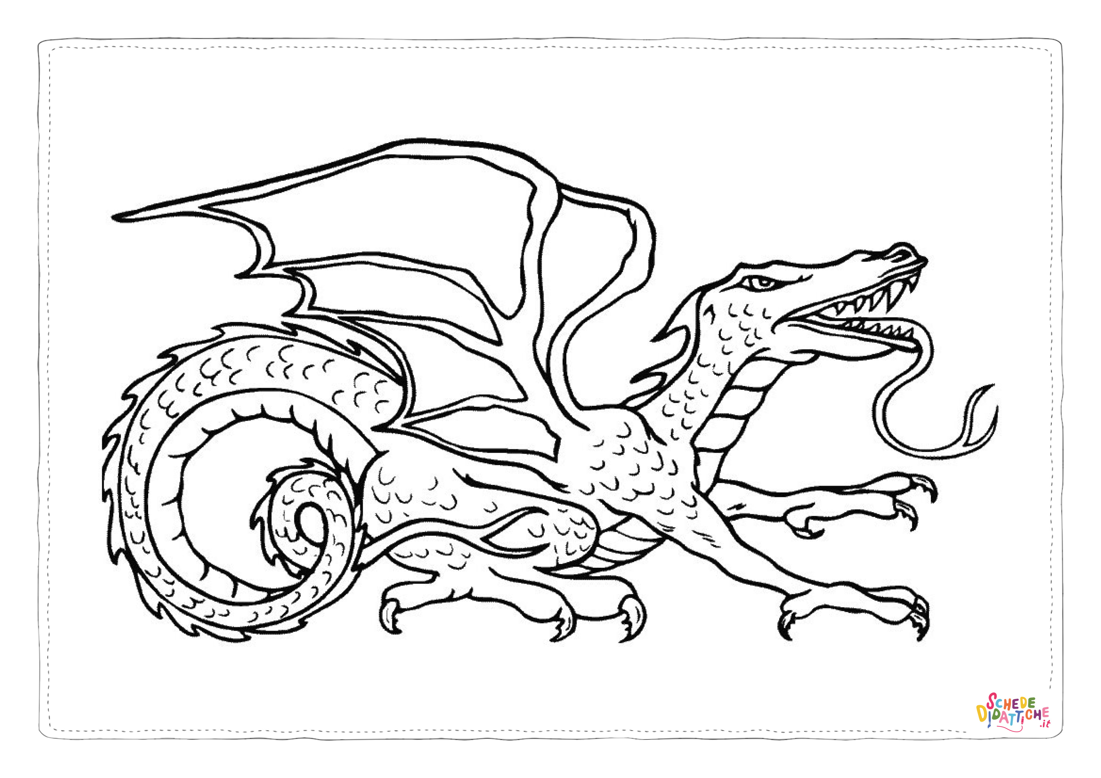 Disegno "Disegno di dragone da stampare e colorare 117" Disegno di dragone da stampare e colorare 117