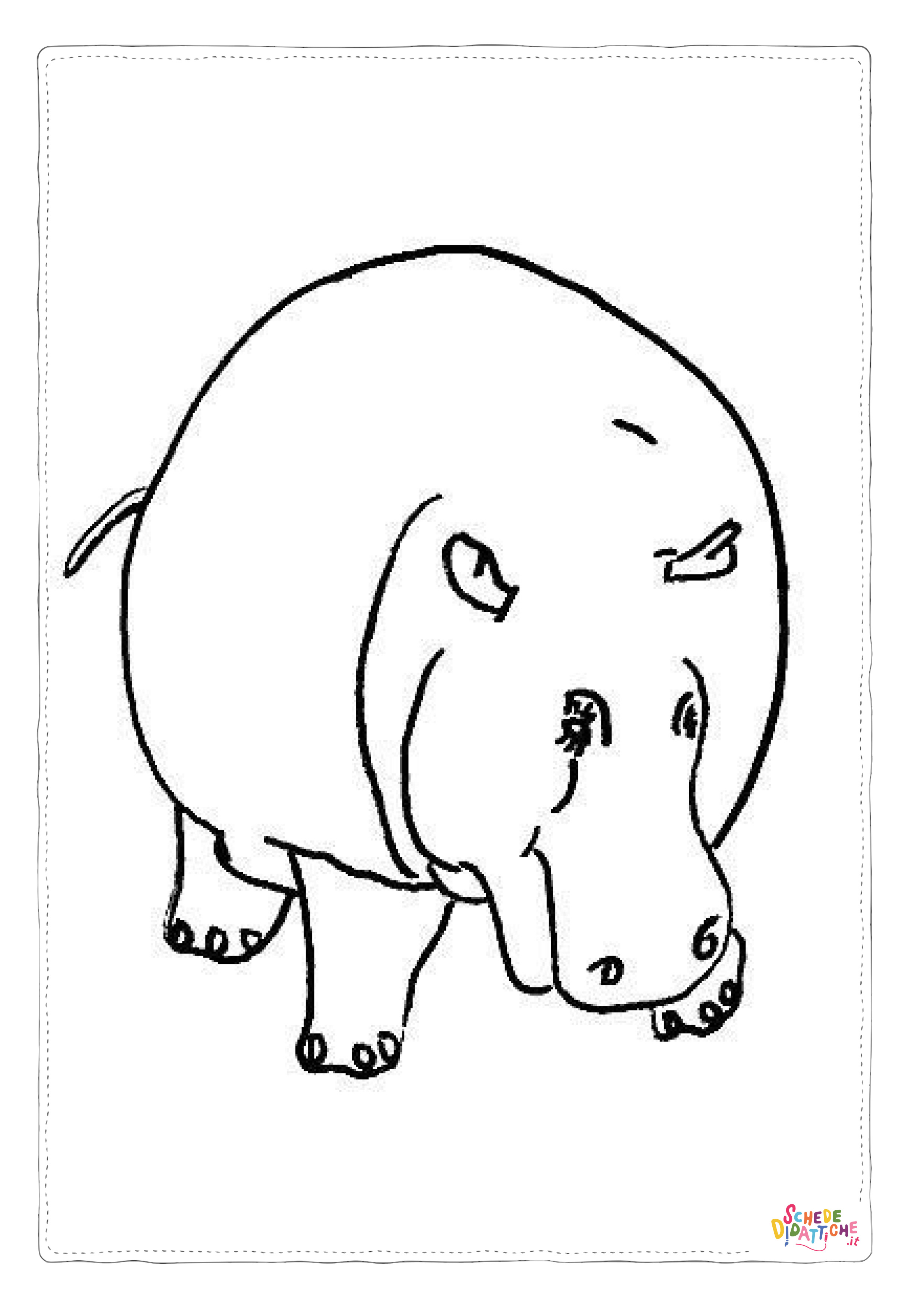 Disegno "Disegno di ippopotamo da stampare e colorare 52" Disegno di ippopotamo da stampare e colorare 52