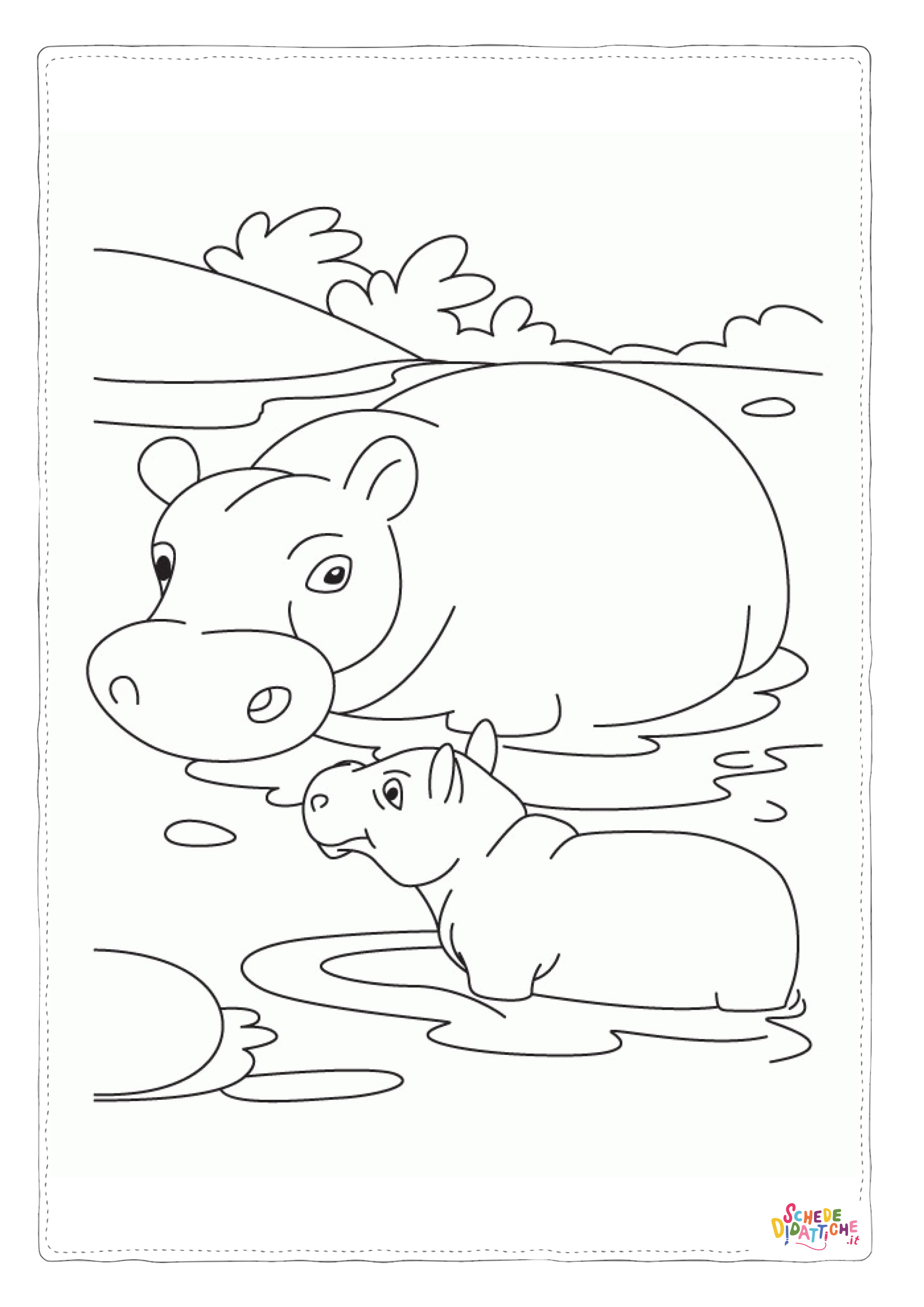Disegno di ippopotamo da stampare e colorare 27