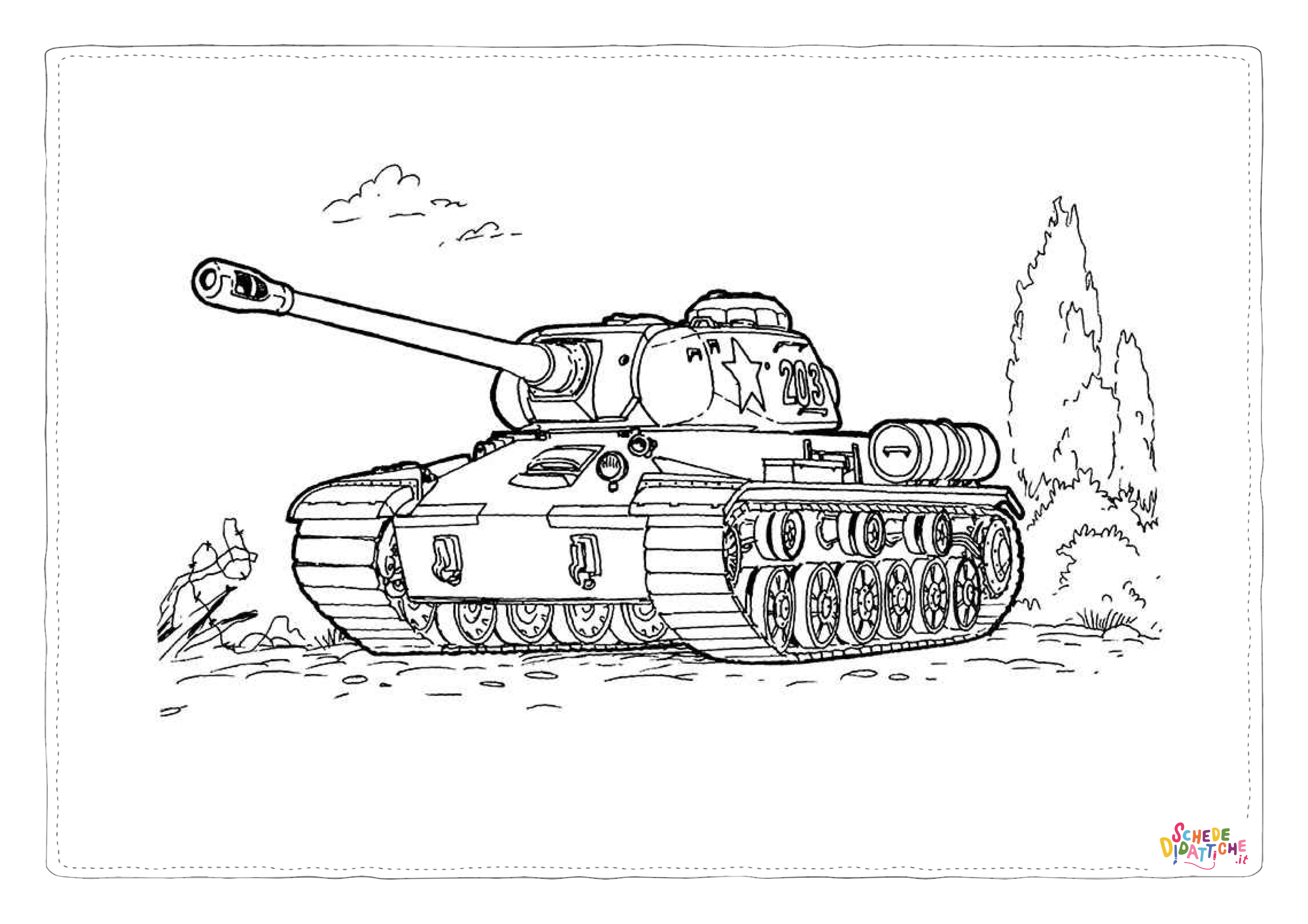 Disegno di carro armato da stampare e colorare 30