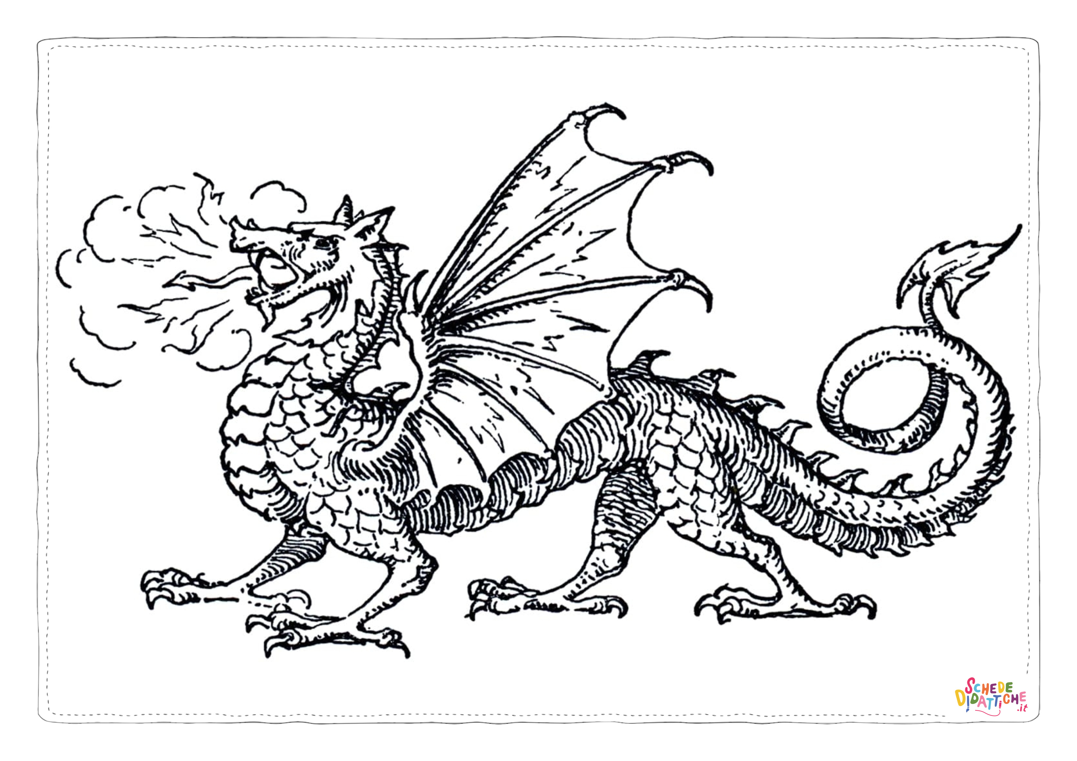 Disegno "Disegno di dragone da stampare e colorare 196" Disegno di dragone da stampare e colorare 196