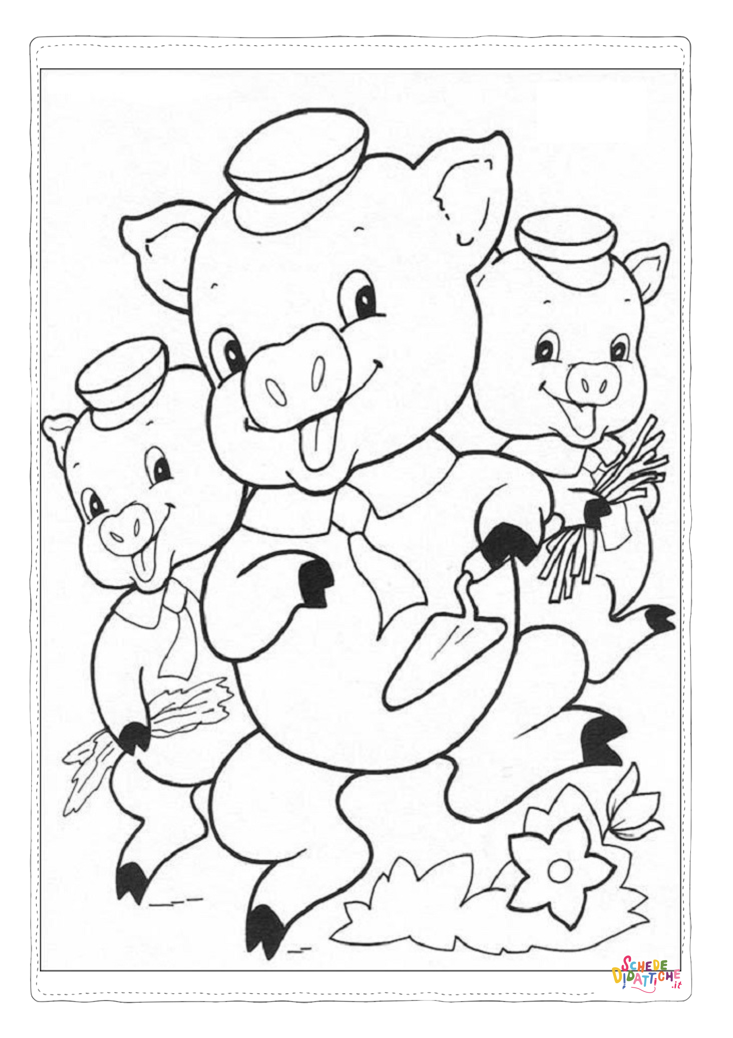 Disegno "Disegno di I tre porcellini da stampare e colorare 11" Disegno di I tre porcellini da stampare e colorare 11