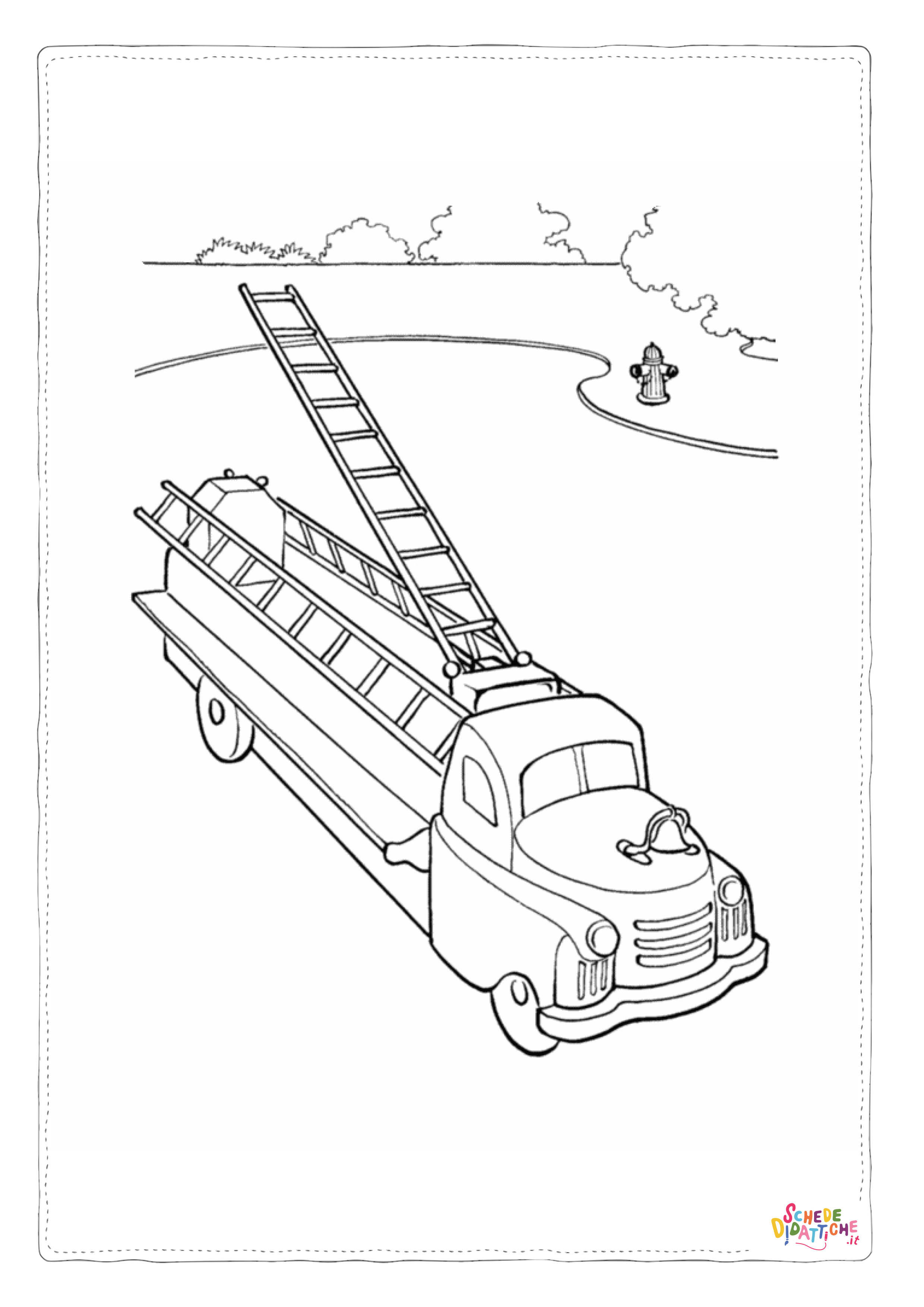 Disegno di camion dei pompieri da stampare e colorare